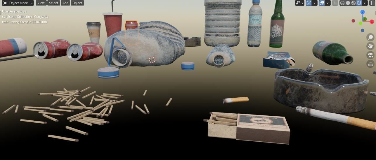 Trash Set PBR Game Ready box Low-poly 3D model_12