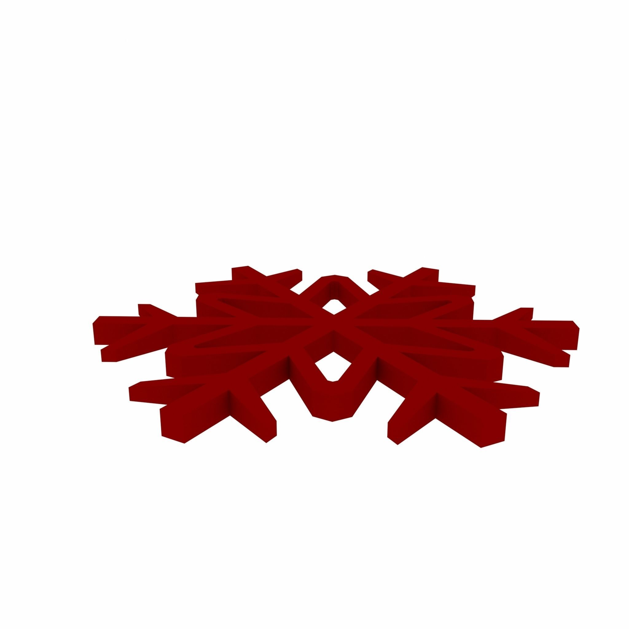 Snowflake v1 Red Low-poly 3D model_2
