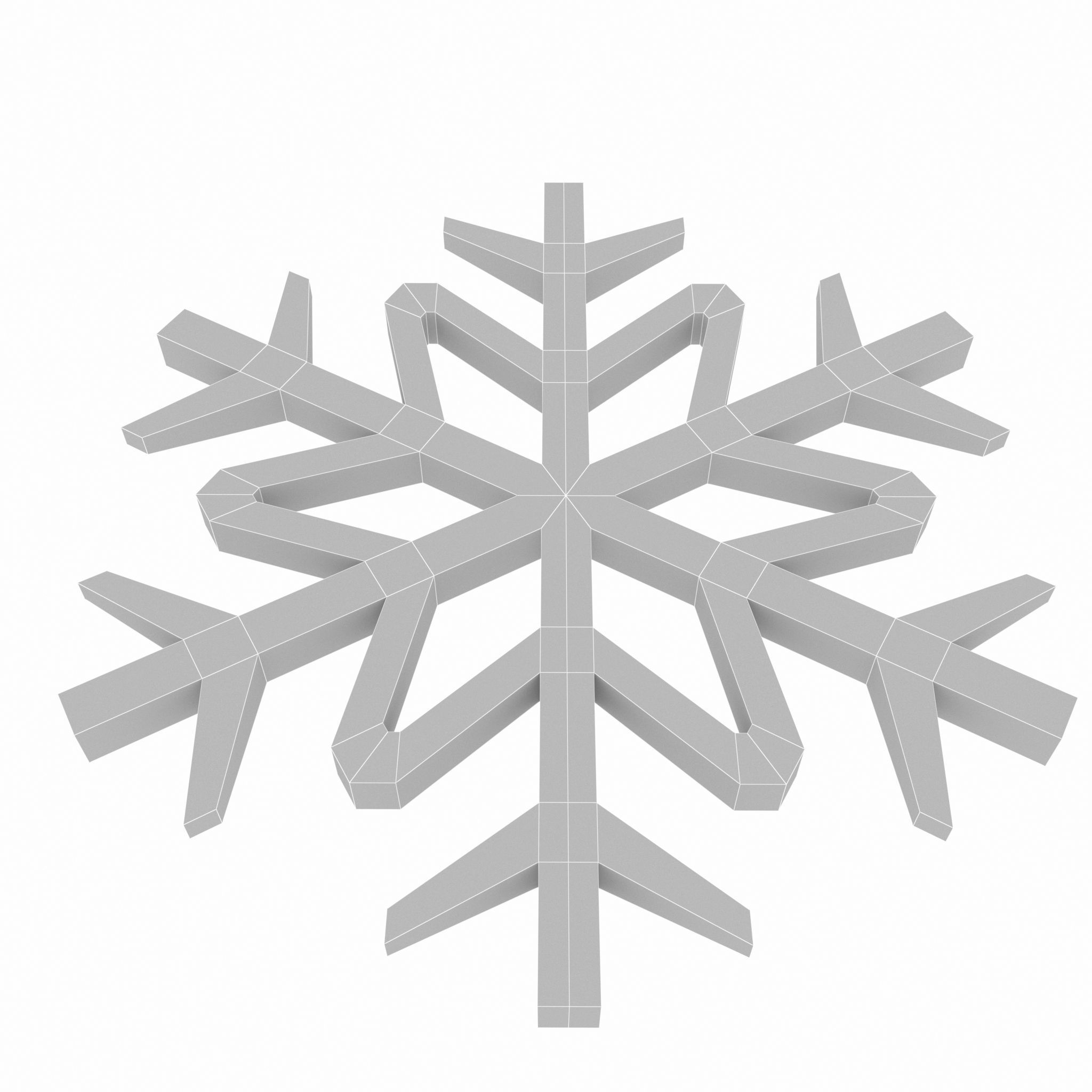 Snowflake v1 Red Low-poly 3D model_3