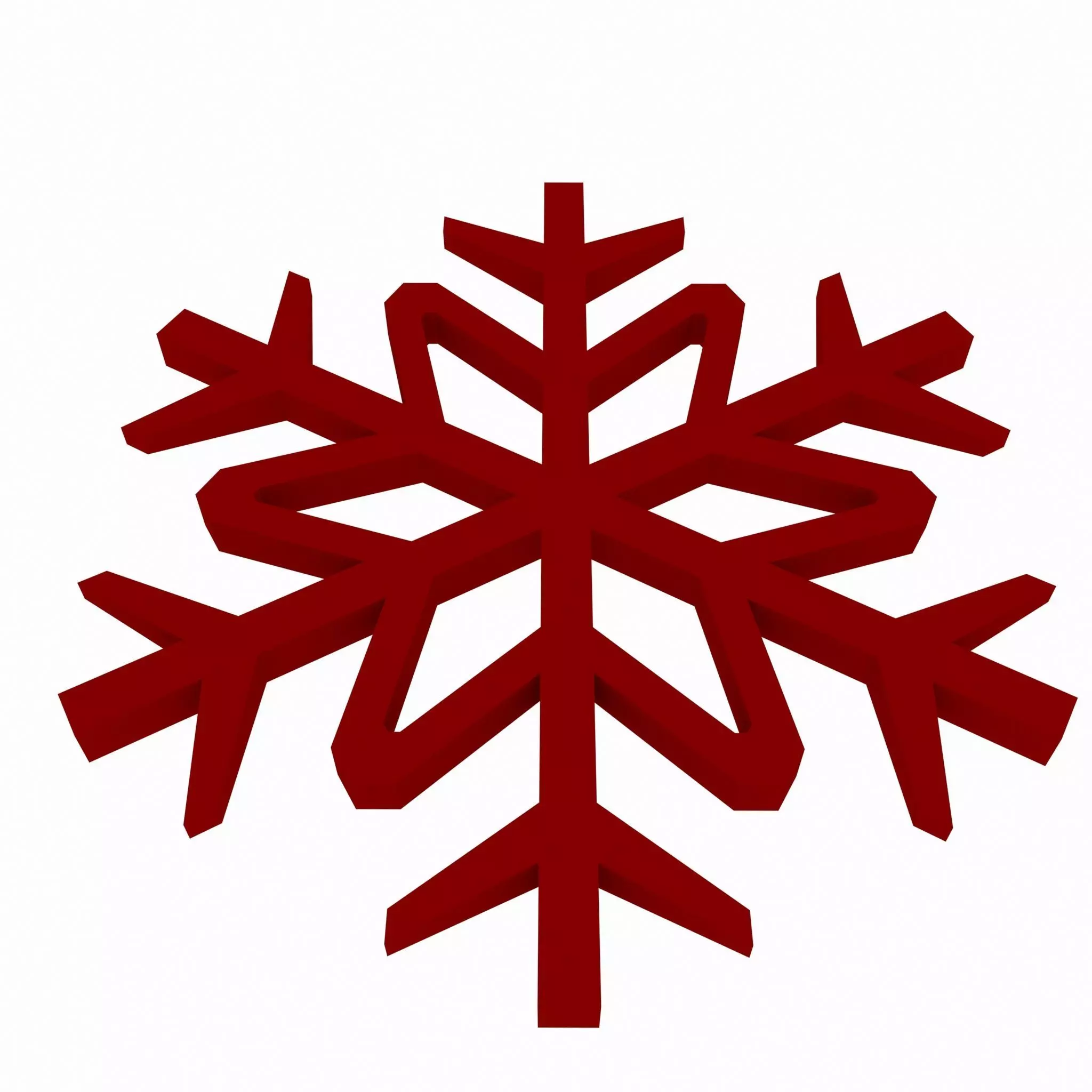 Snowflake v1 Red Low-poly 3D model_0