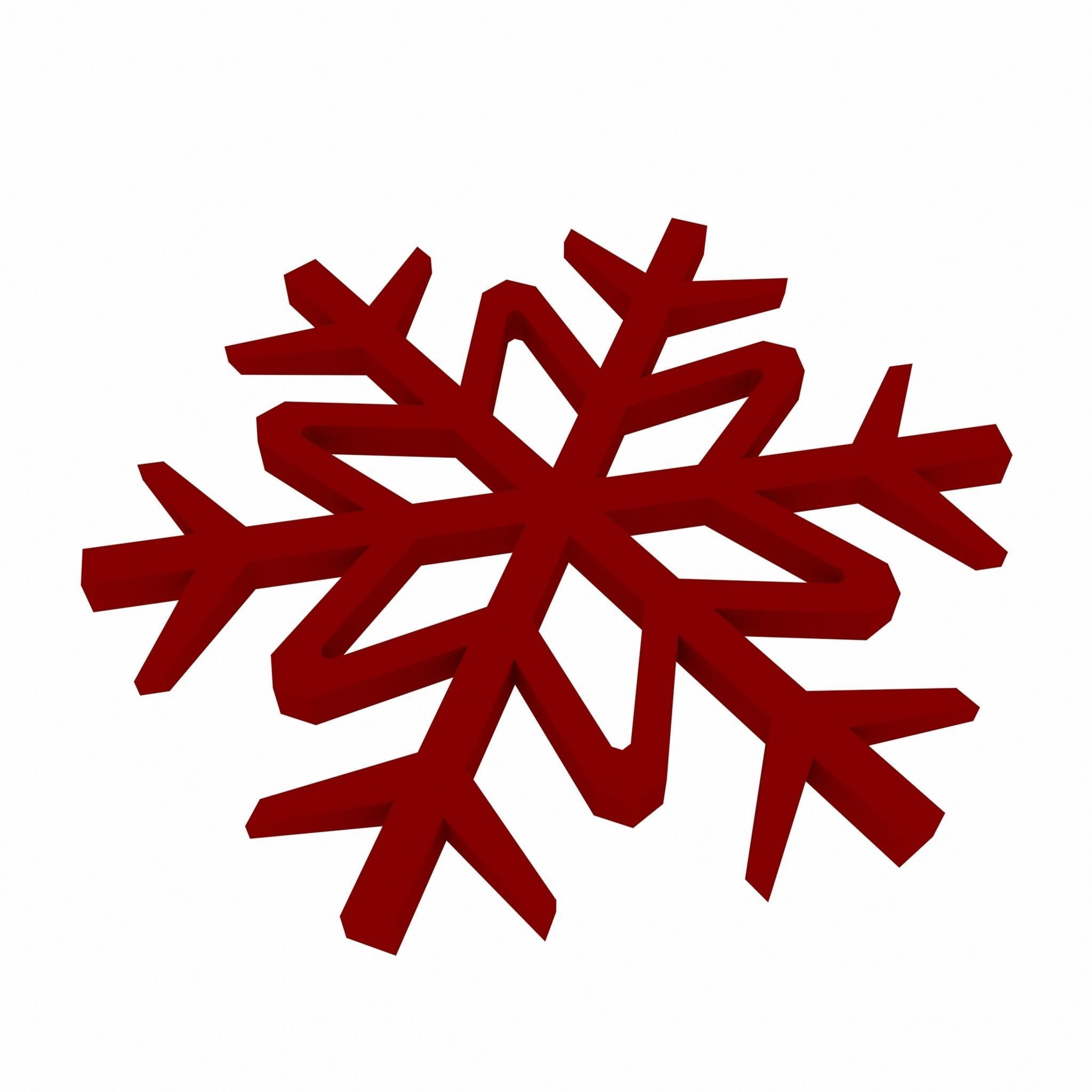 Snowflake v1 Red Low-poly 3D model_5
