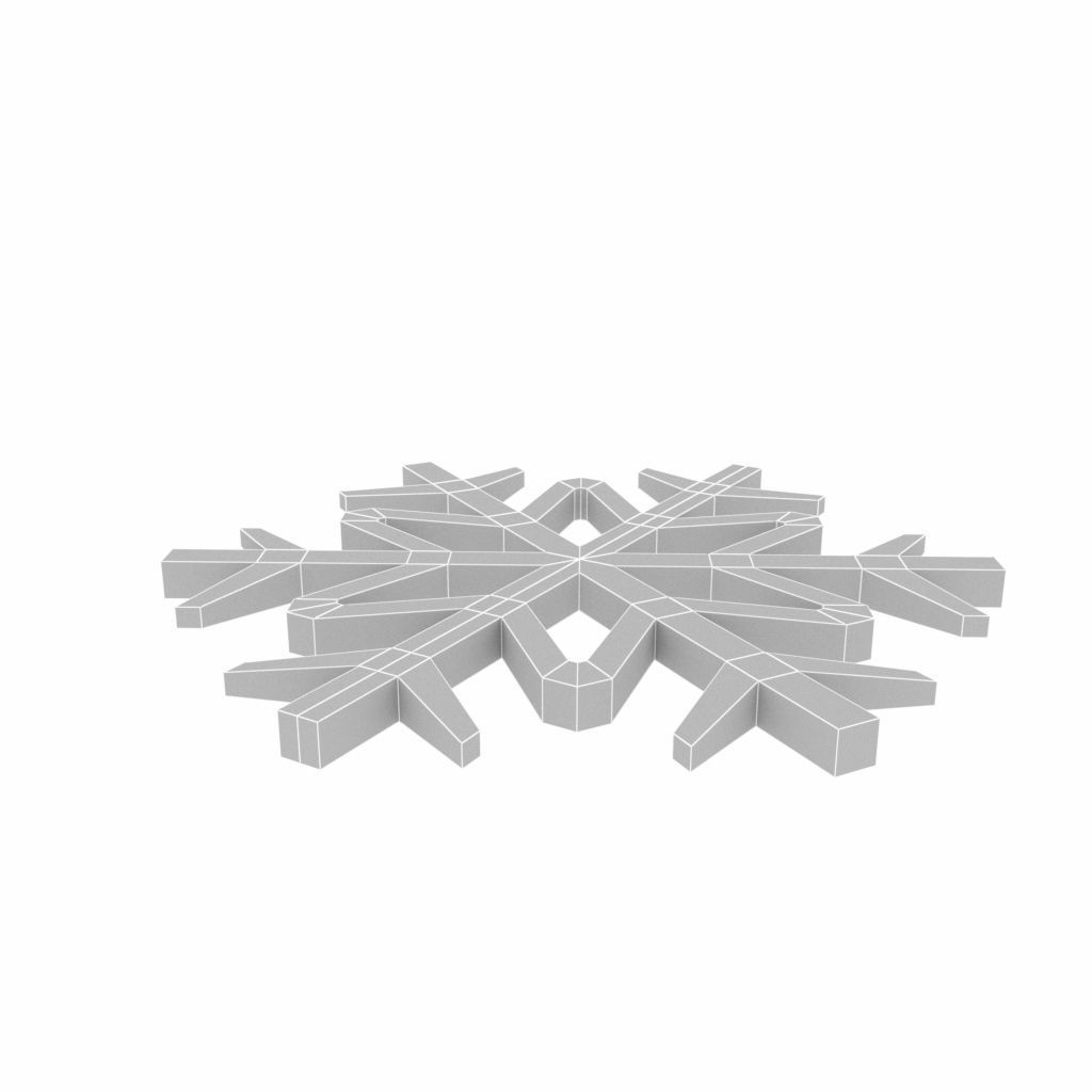 Snowflake v1 Red Low-poly 3D model_1