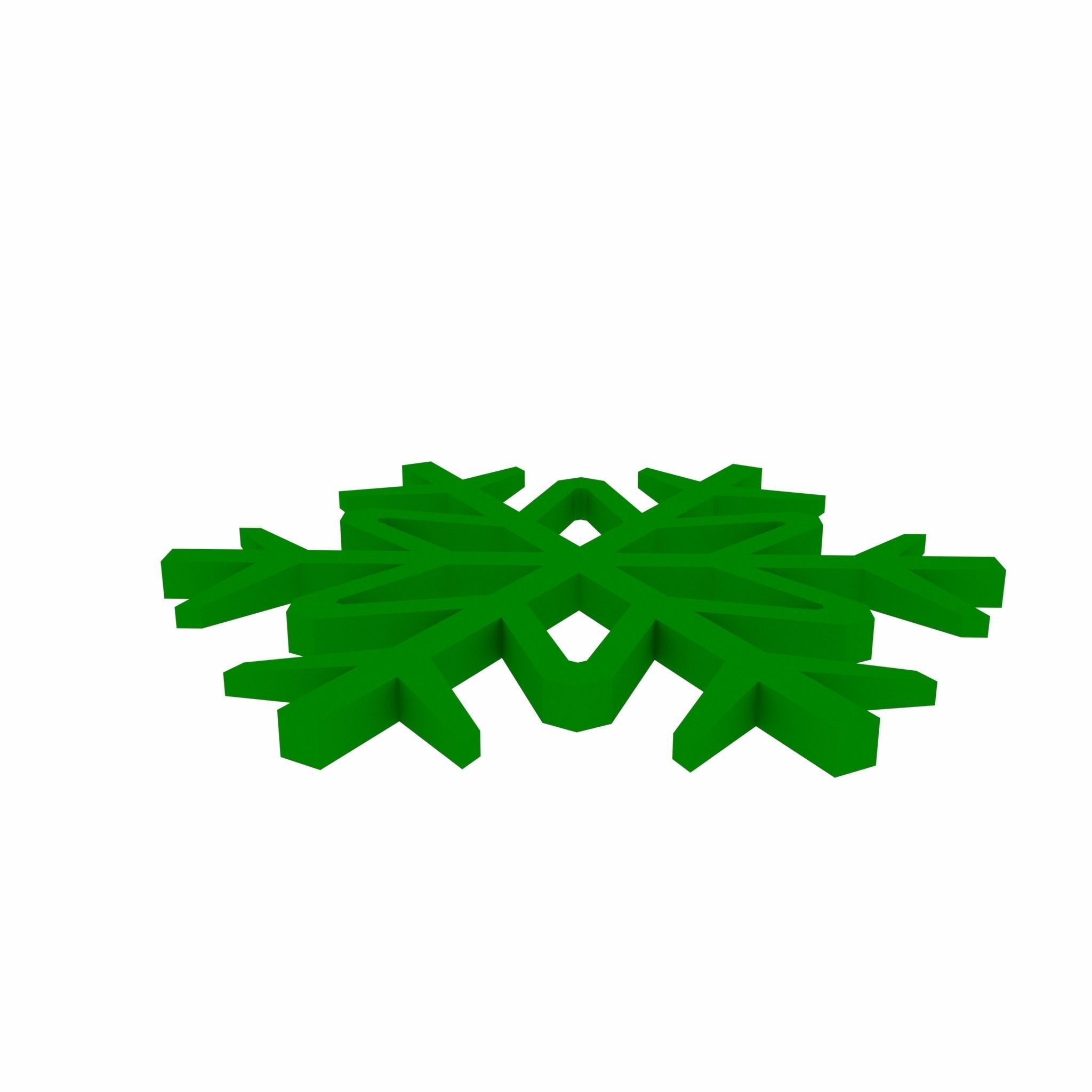 Snowflake v1  Green Low-poly 3D model_3