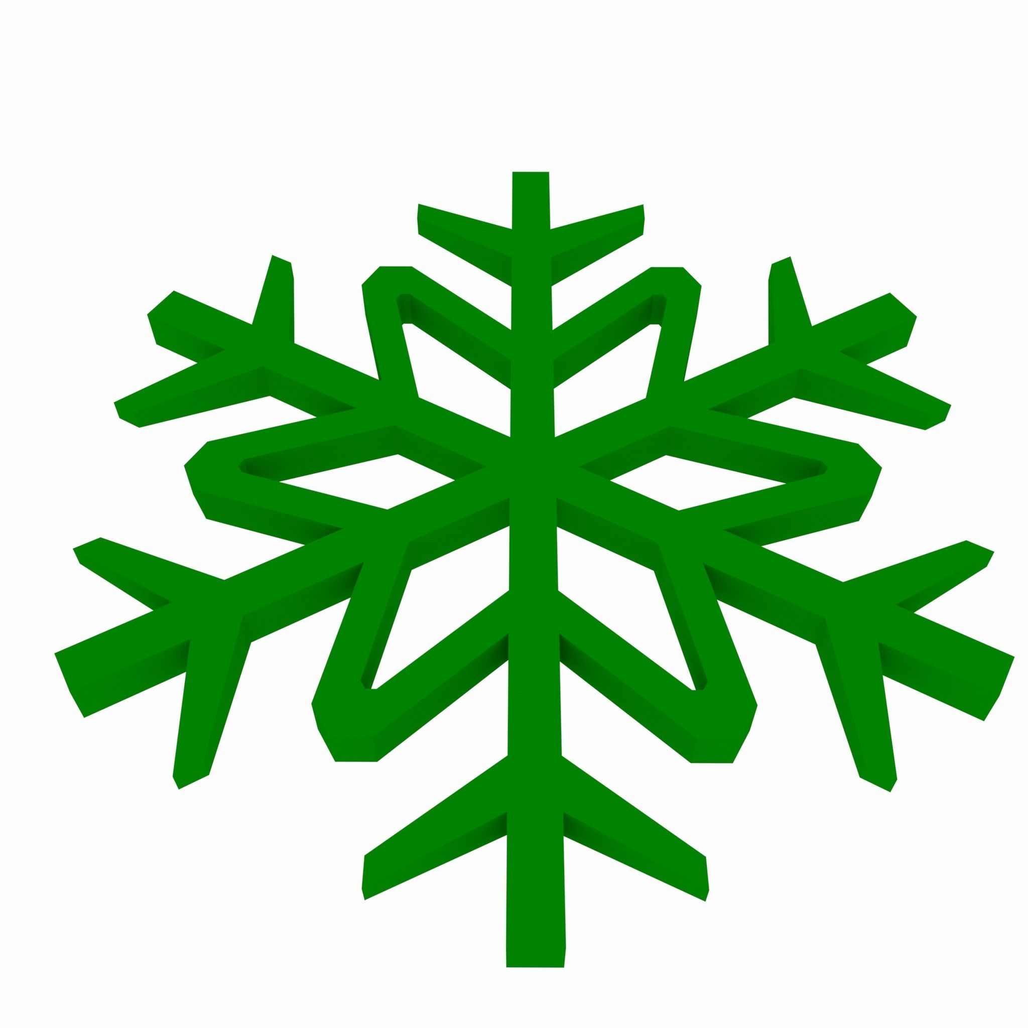 Snowflake v1  Green Low-poly 3D model_4
