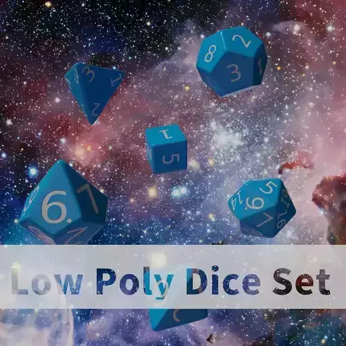 Blue Plastic Dice Set Low-poly 3D model