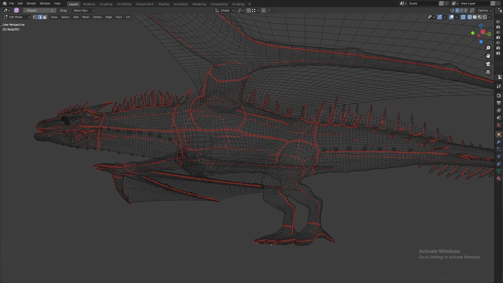 Fire Breathing Wyvern Dragon 3D model_139
