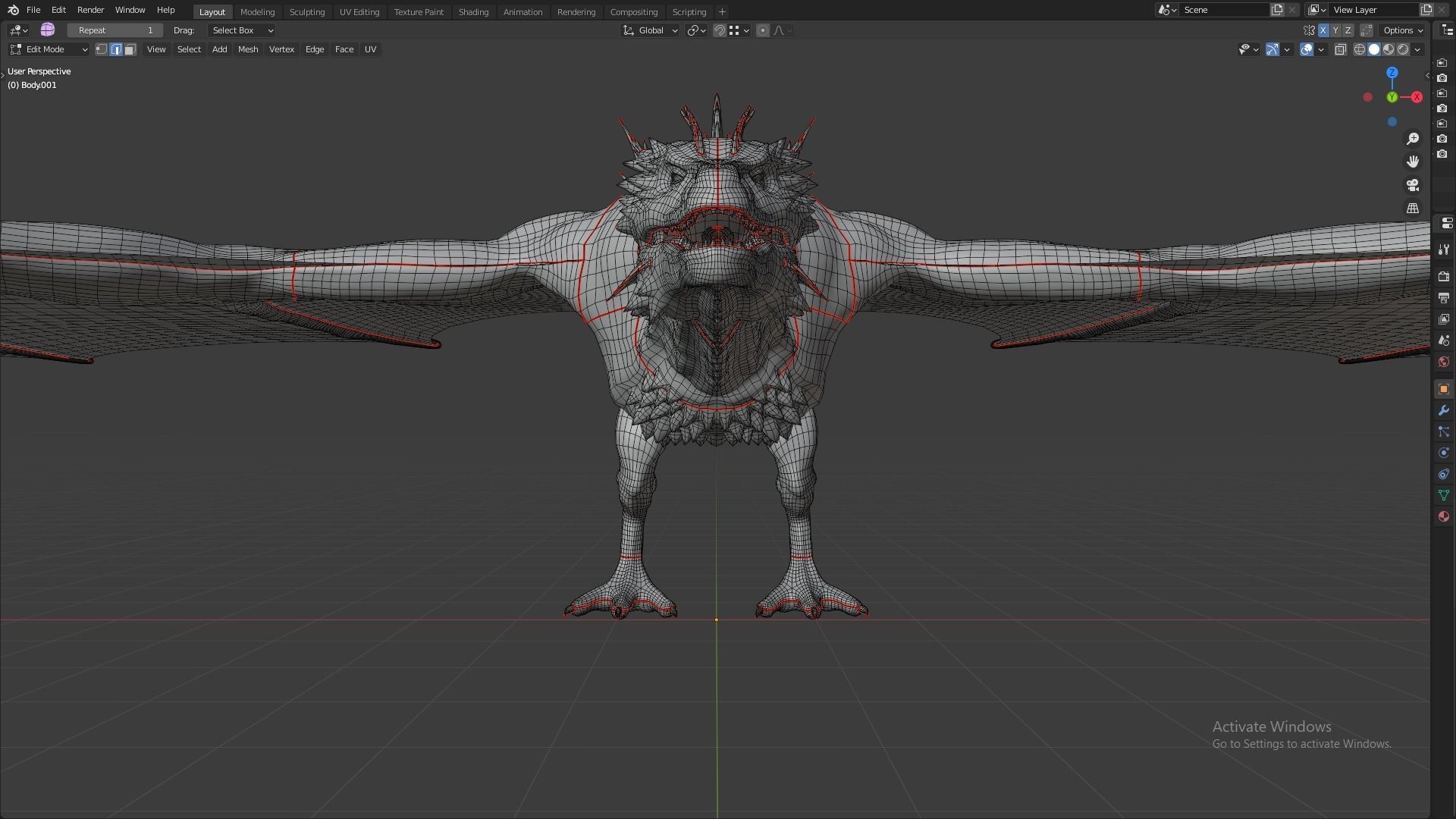 Fire Breathing Wyvern Dragon 3D model_37