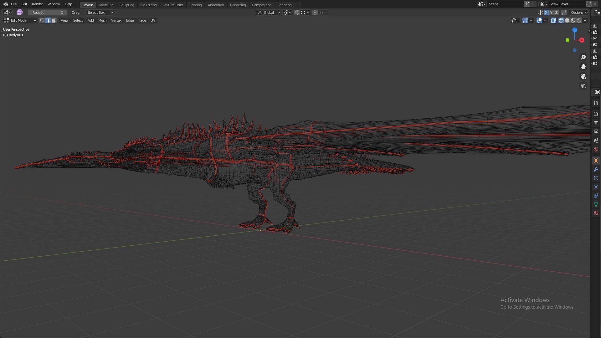 Fire Breathing Wyvern Dragon 3D model_146