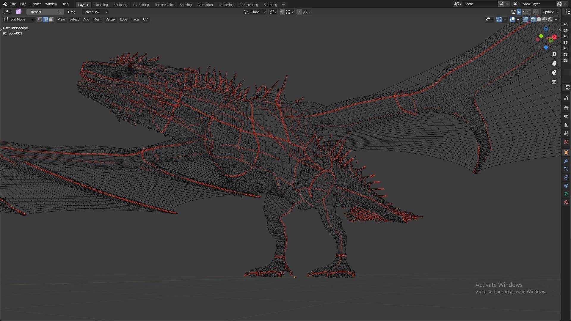 Fire Breathing Wyvern Dragon 3D model_28