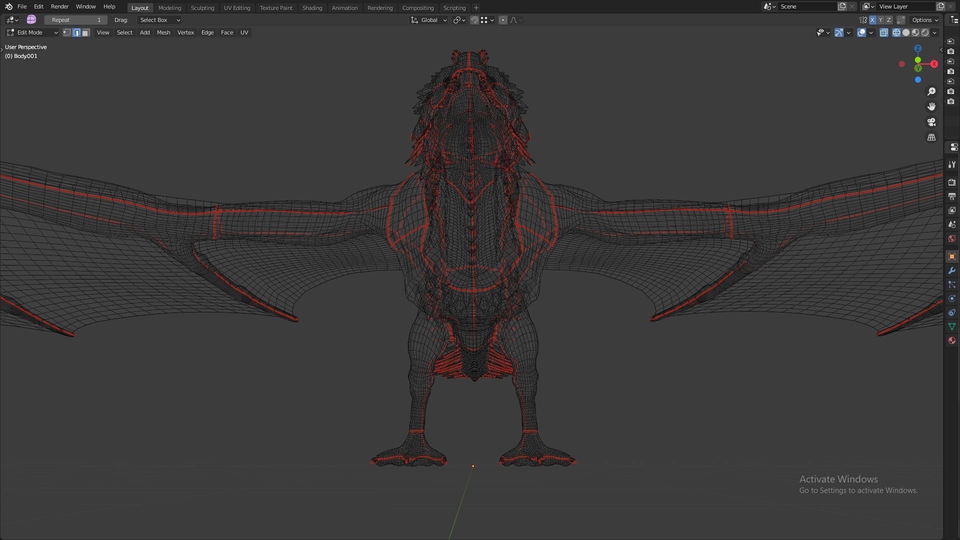 Fire Breathing Wyvern Dragon 3D model_132