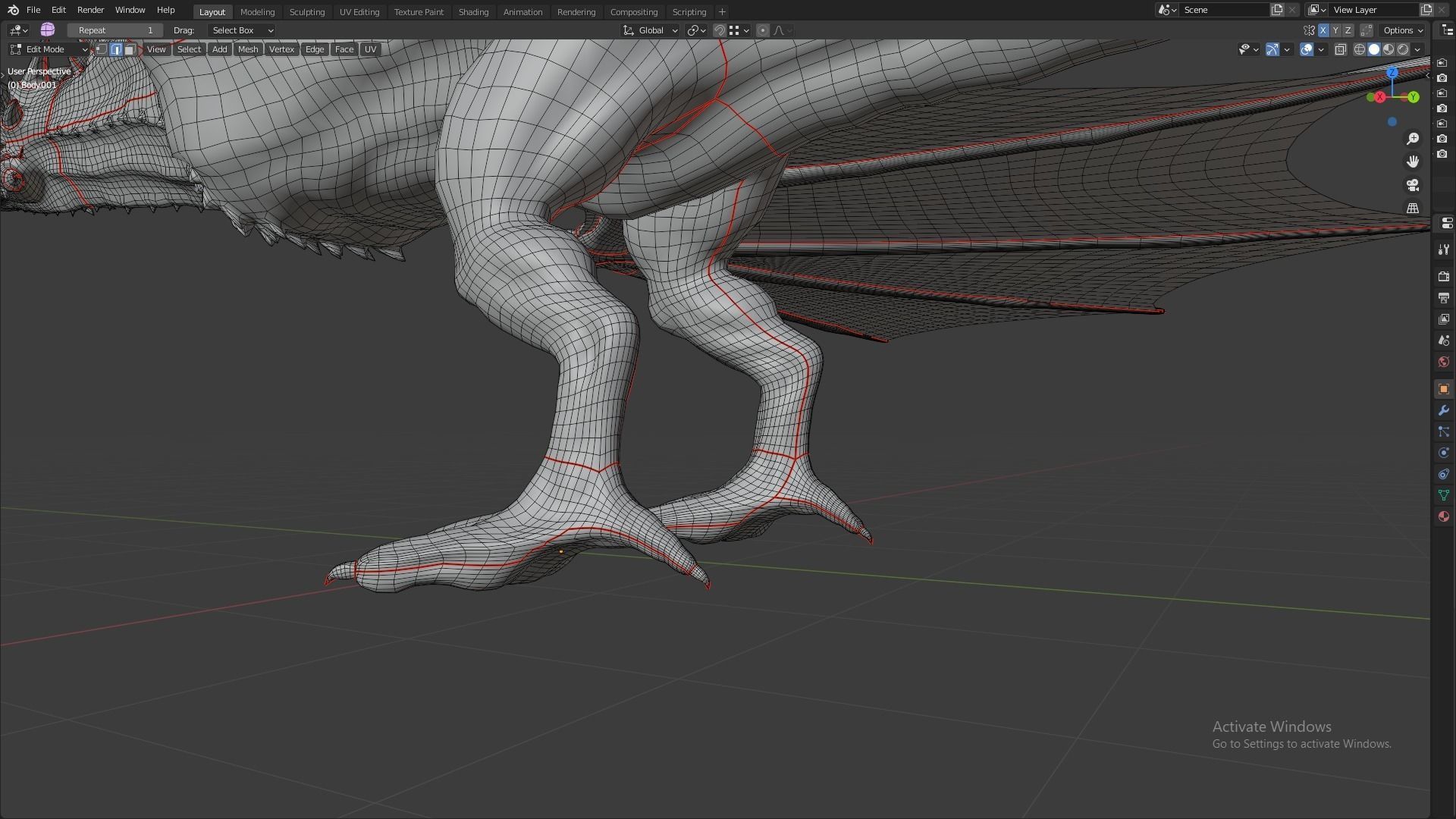 Fire Breathing Wyvern Dragon 3D model_64