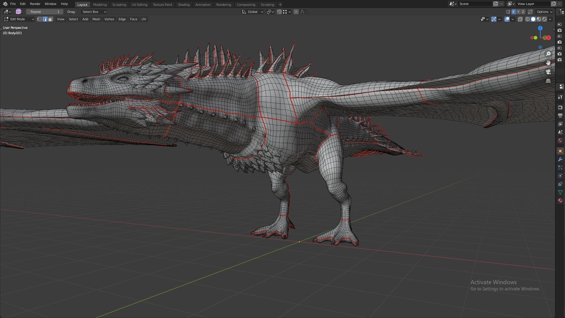 Fire Breathing Wyvern Dragon 3D model_42