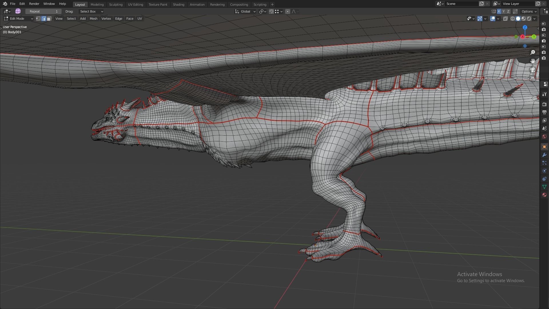 Fire Breathing Wyvern Dragon 3D model_38