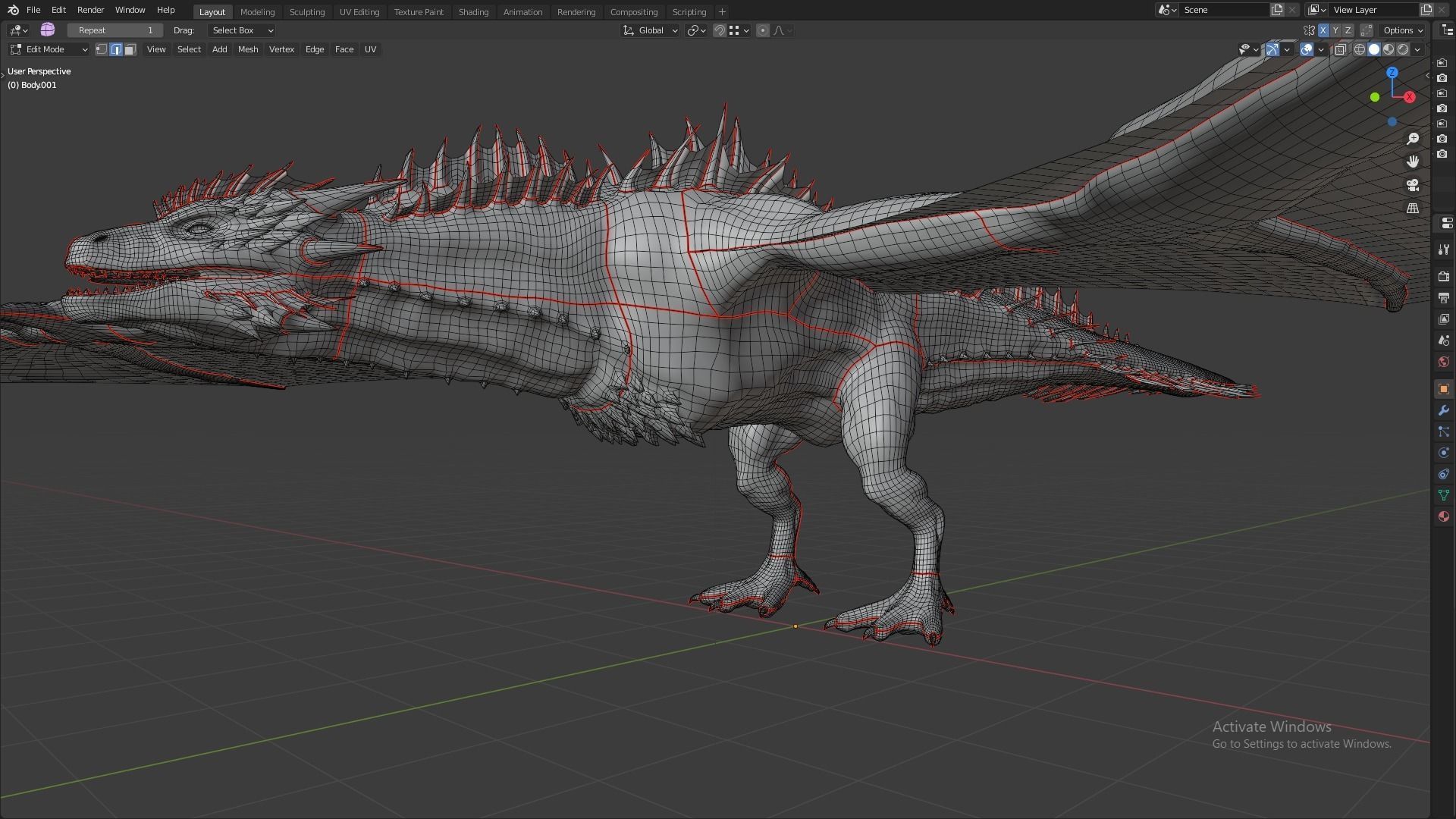 Fire Breathing Wyvern Dragon 3D model_33