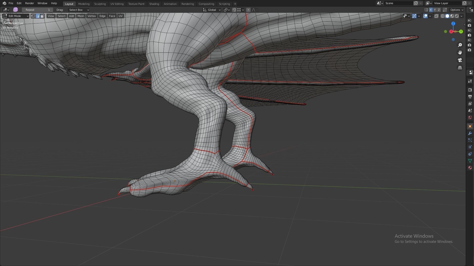 Fire Breathing Wyvern Dragon 3D model_58