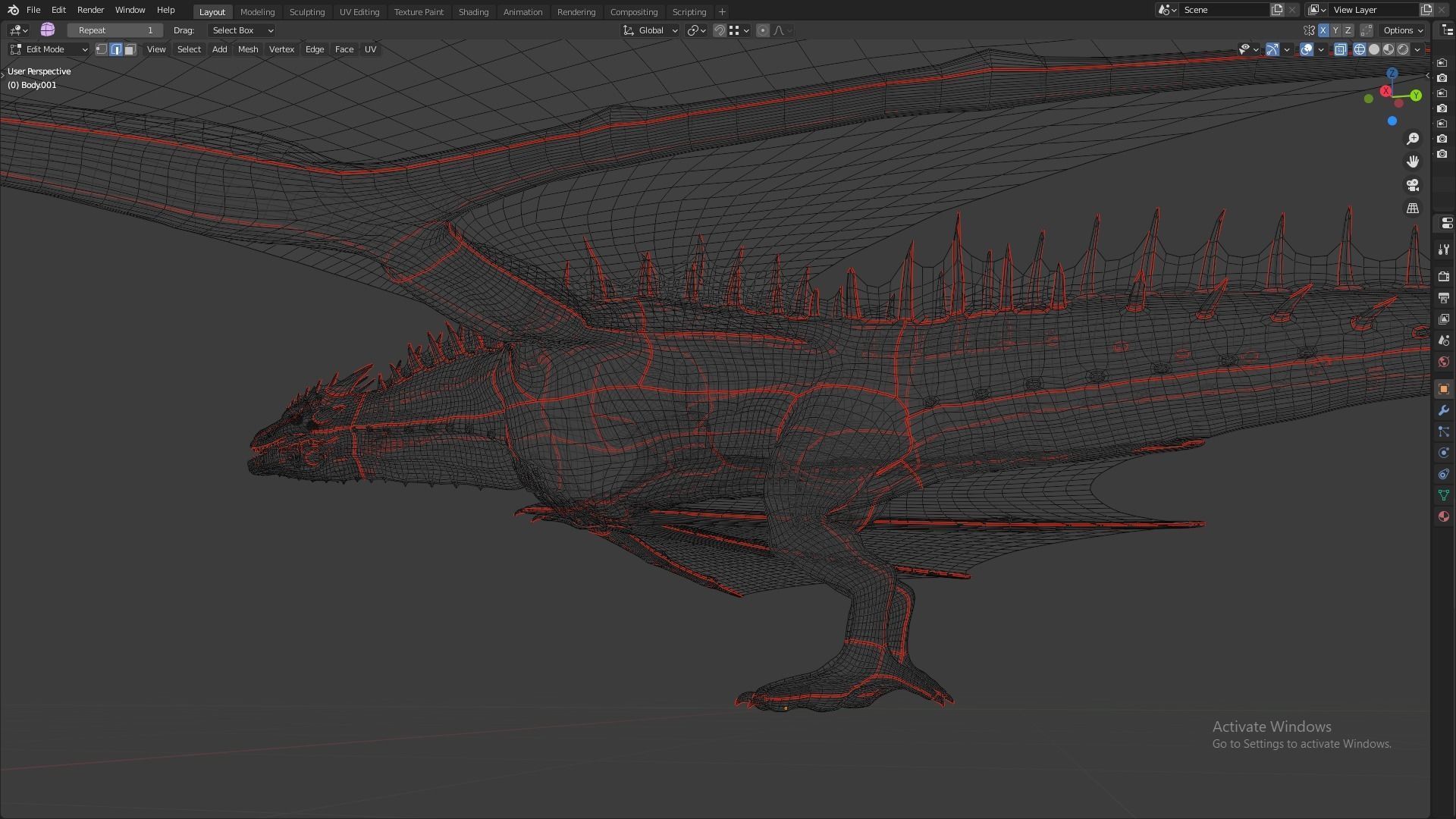 Fire Breathing Wyvern Dragon 3D model_136