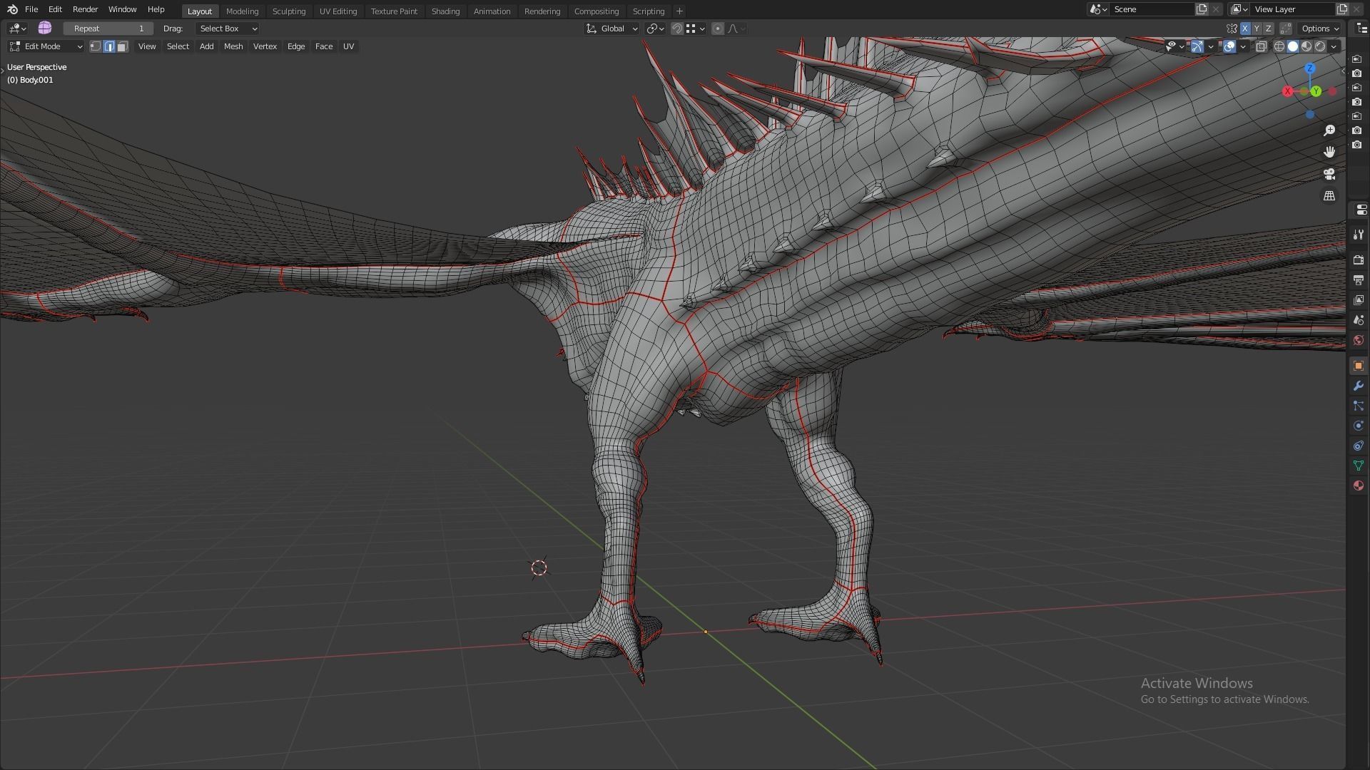 Fire Breathing Wyvern Dragon 3D model_46