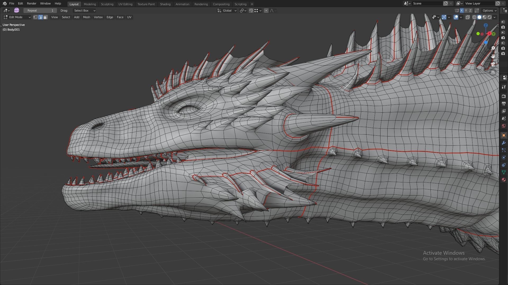 Fire Breathing Wyvern Dragon 3D model_48