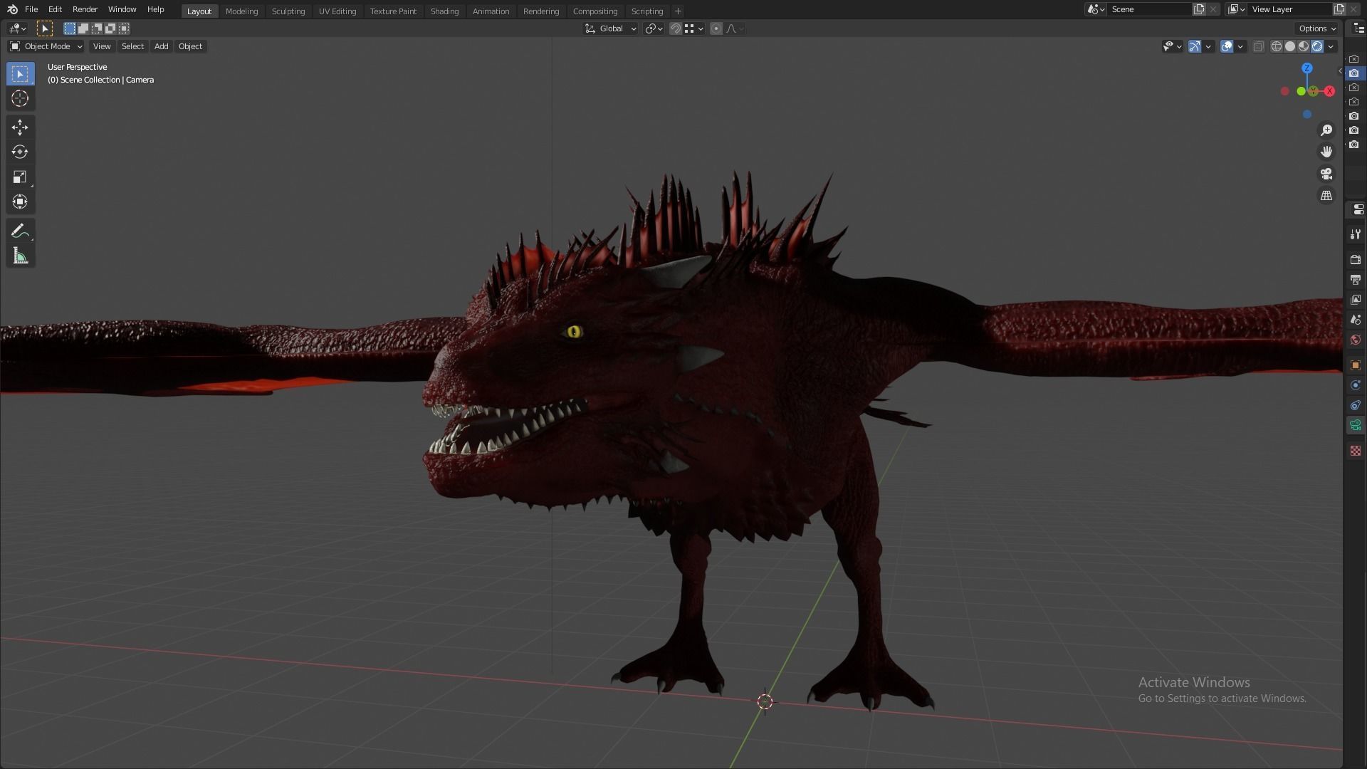 Fire Breathing Wyvern Dragon 3D model_86