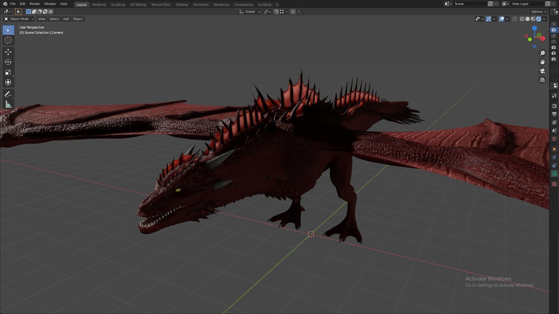 Fire Breathing Wyvern Dragon 3D model_96