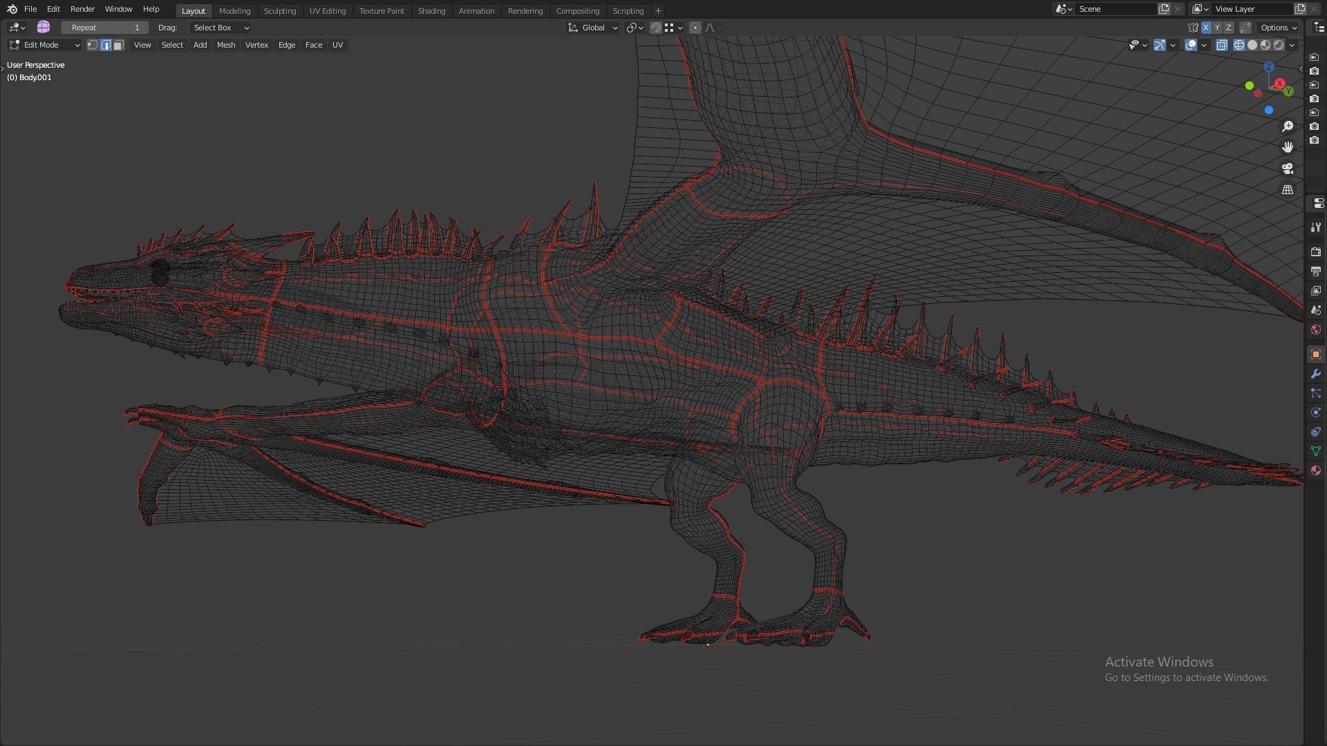 Fire Breathing Wyvern Dragon 3D model_138