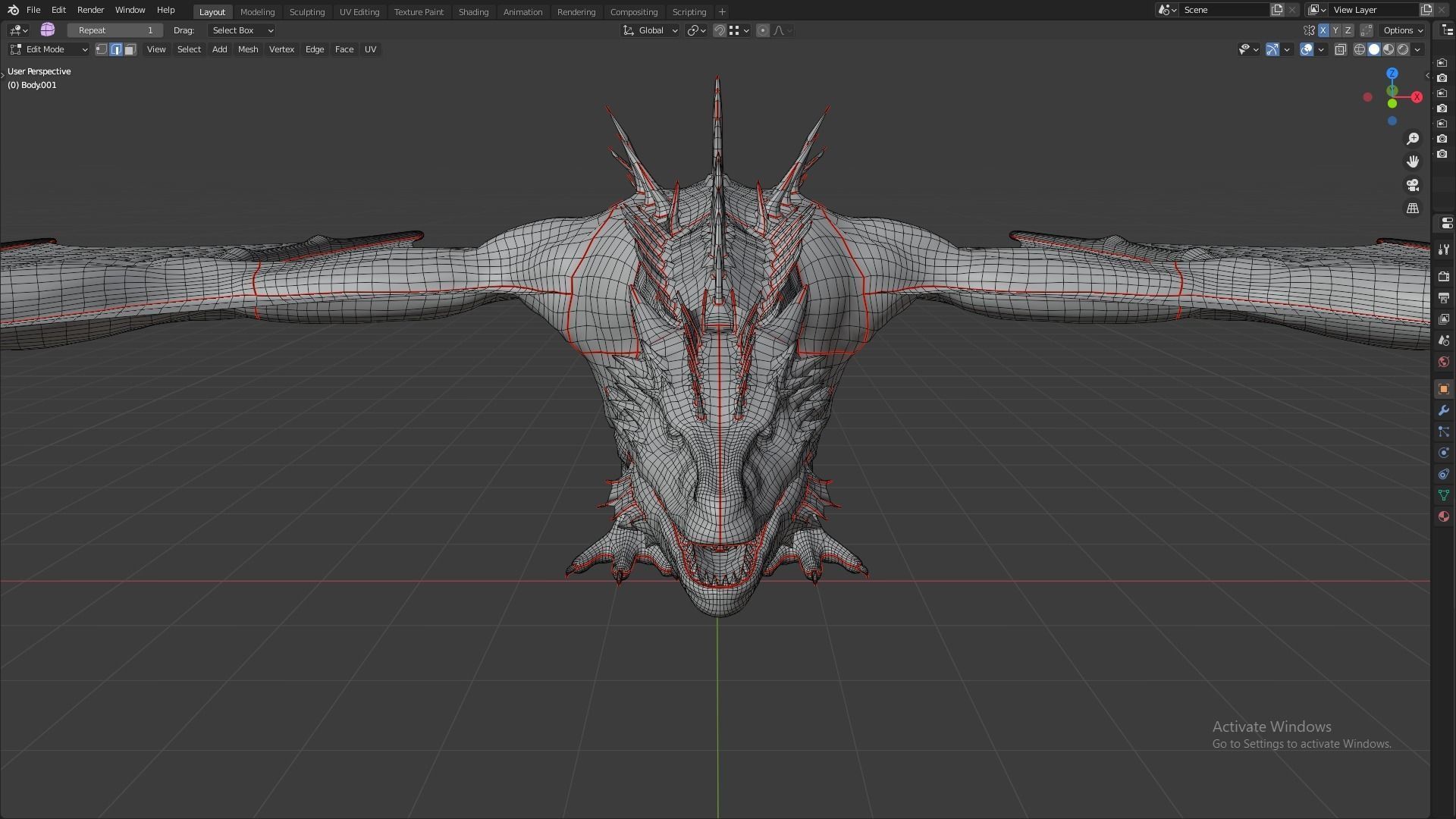 Fire Breathing Wyvern Dragon 3D model_69