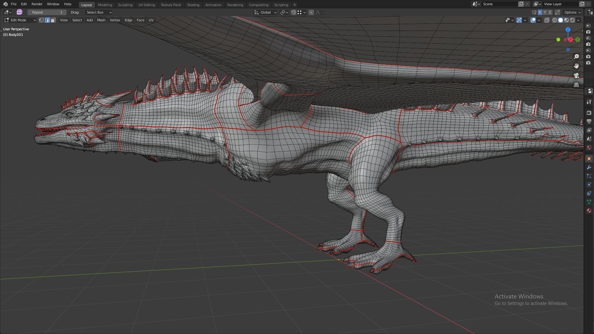 Fire Breathing Wyvern Dragon 3D model_36