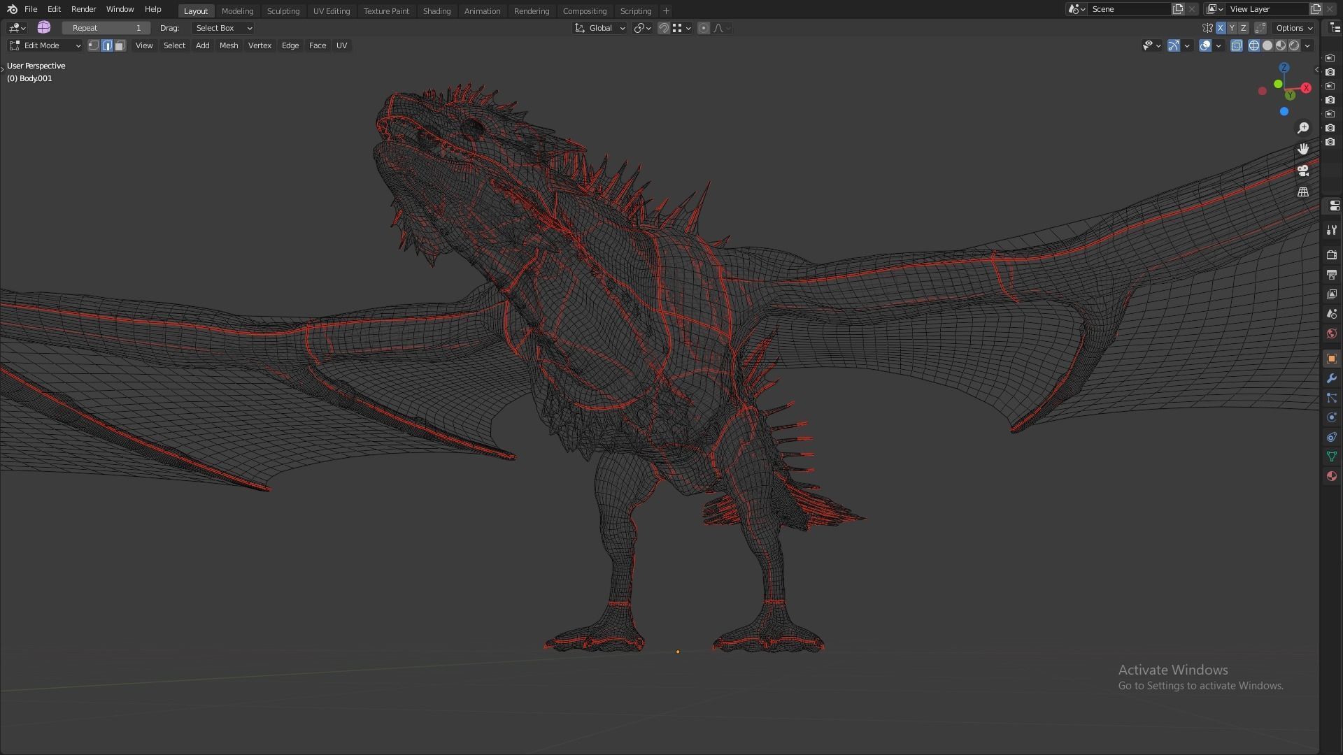 Fire Breathing Wyvern Dragon 3D model_133