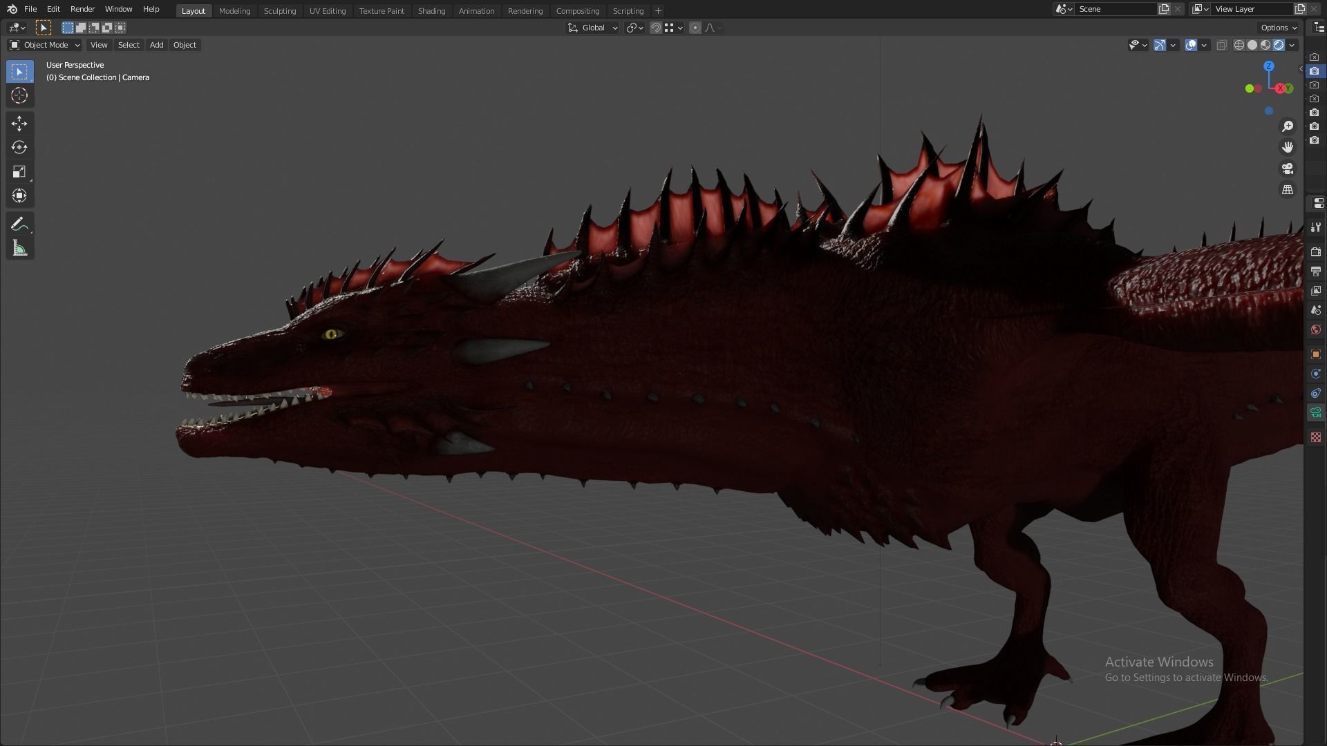 Fire Breathing Wyvern Dragon 3D model_88