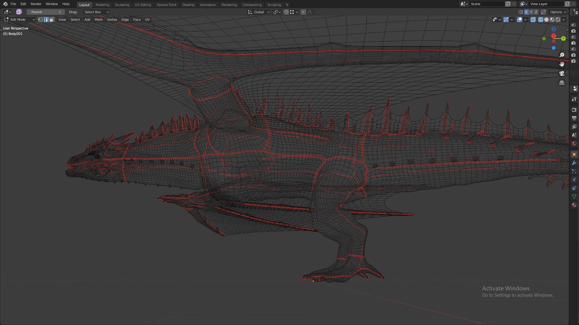 Fire Breathing Wyvern Dragon 3D model_30