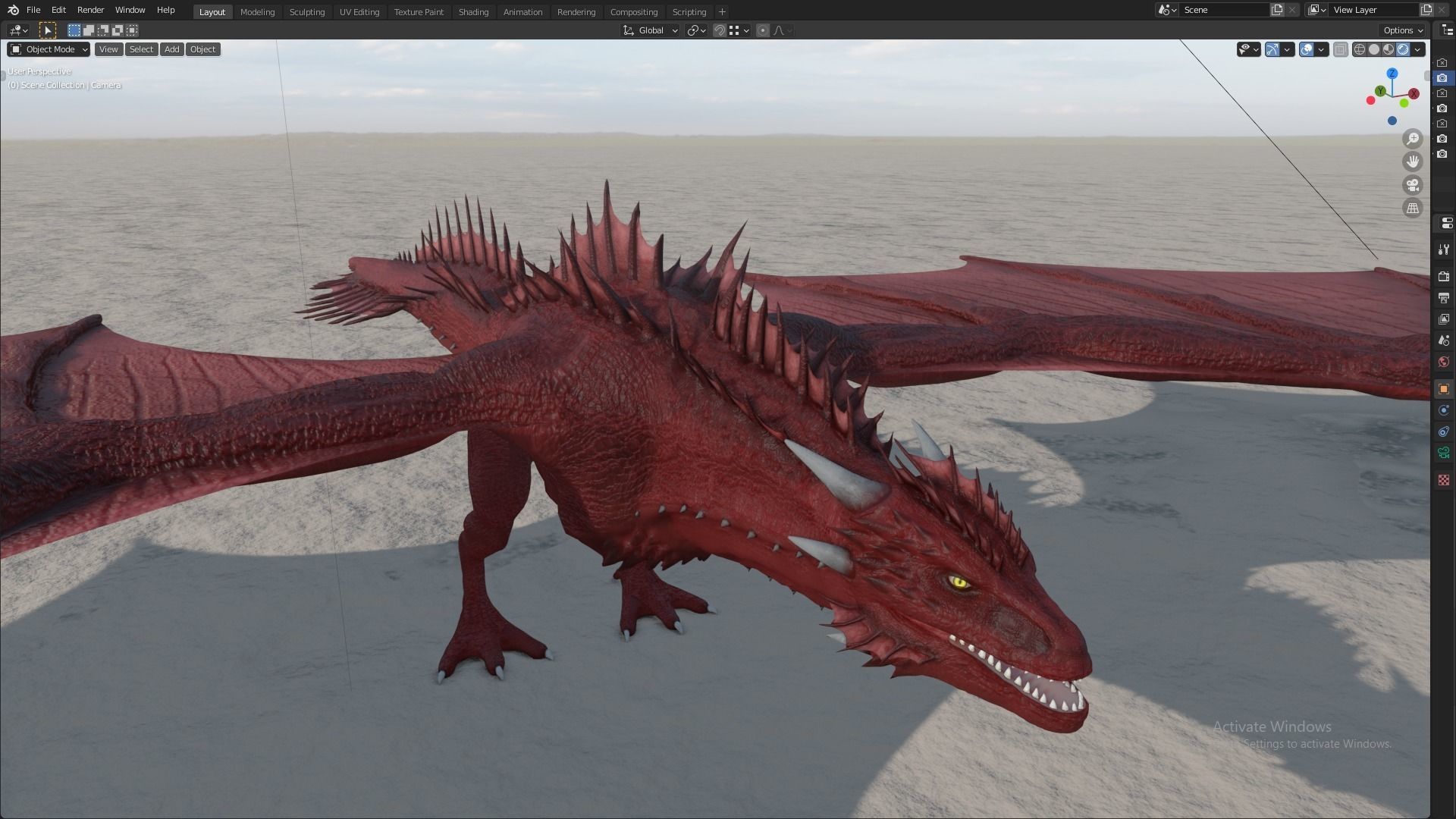 Fire Breathing Wyvern Dragon 3D model_115