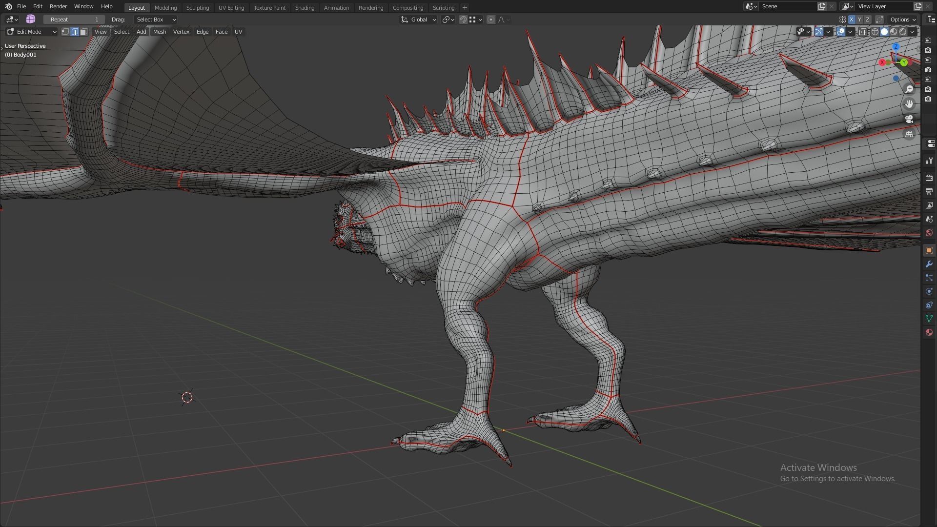 Fire Breathing Wyvern Dragon 3D model_43