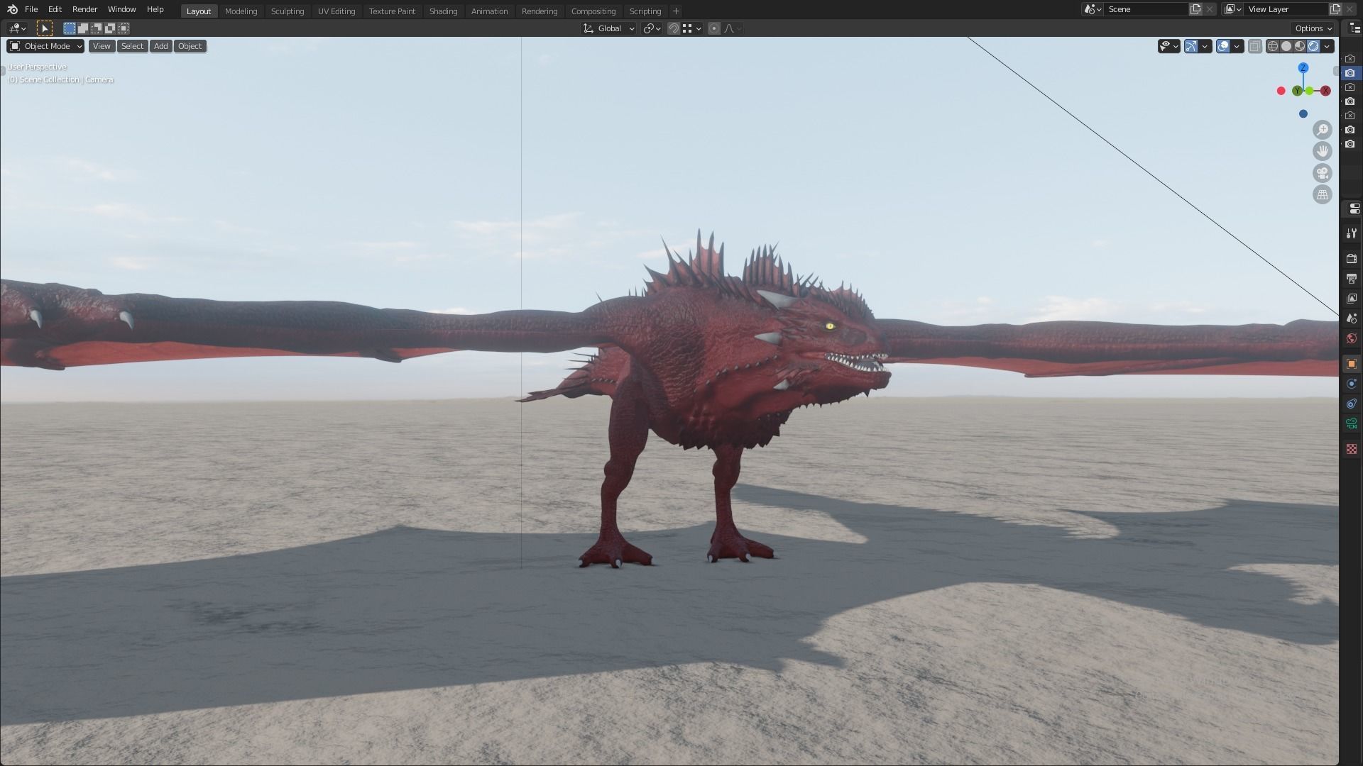 Fire Breathing Wyvern Dragon 3D model_100