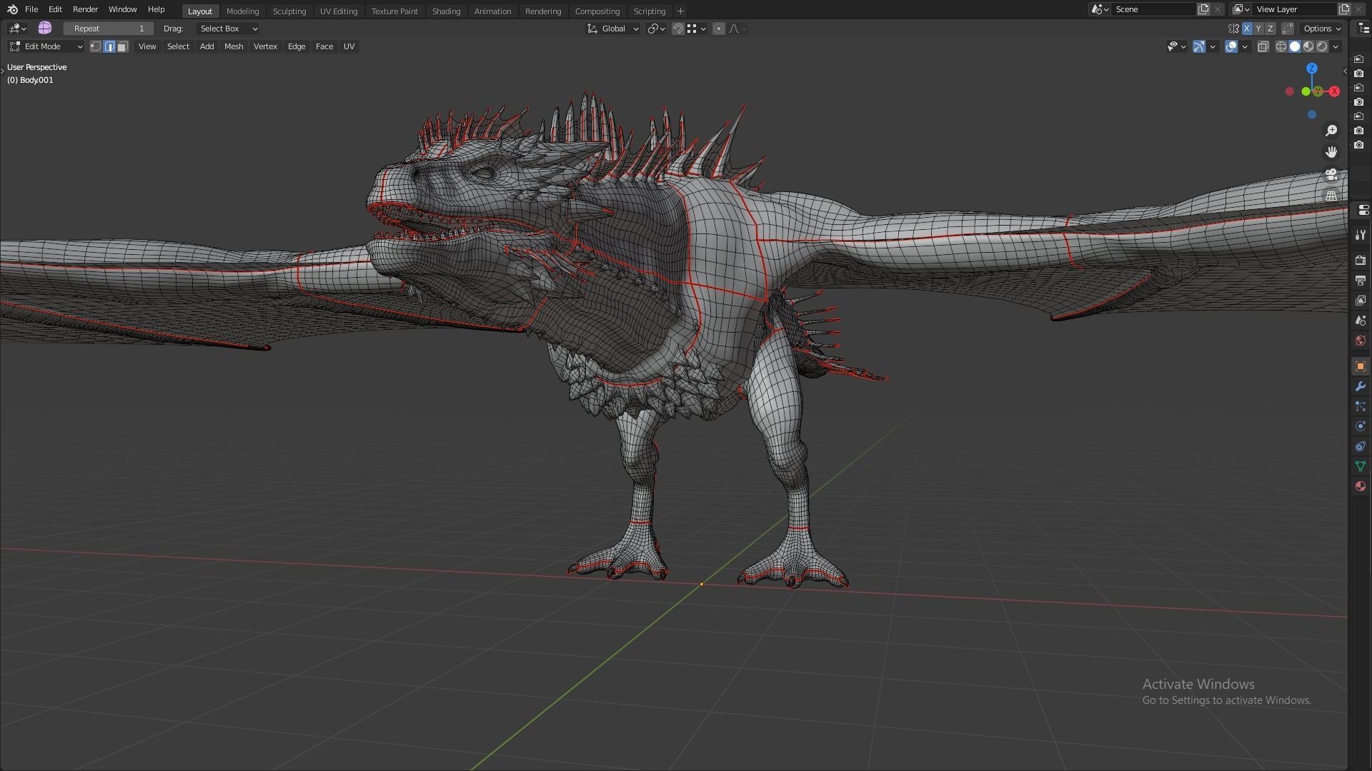 Fire Breathing Wyvern Dragon 3D model_34