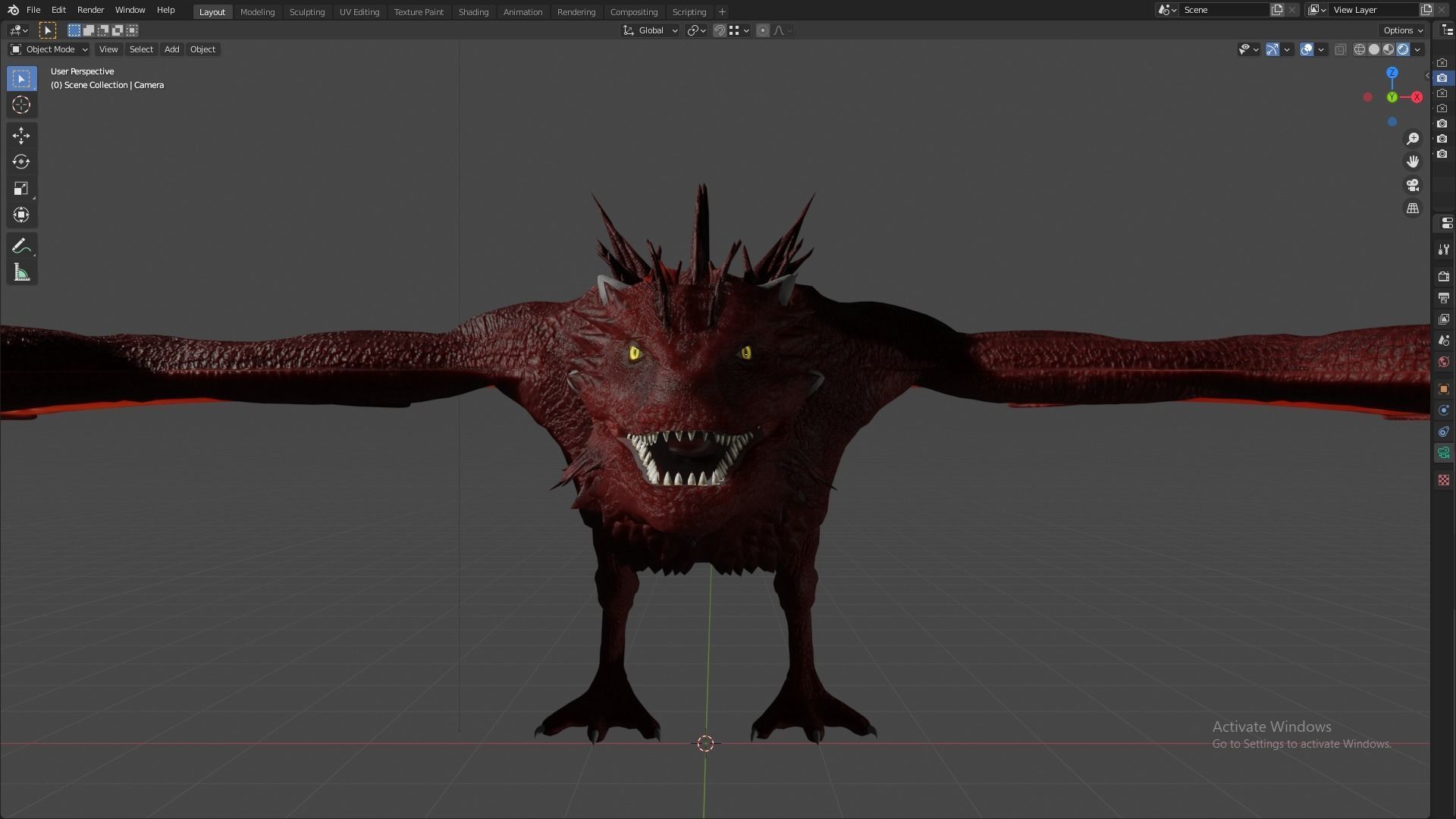 Fire Breathing Wyvern Dragon 3D model_87