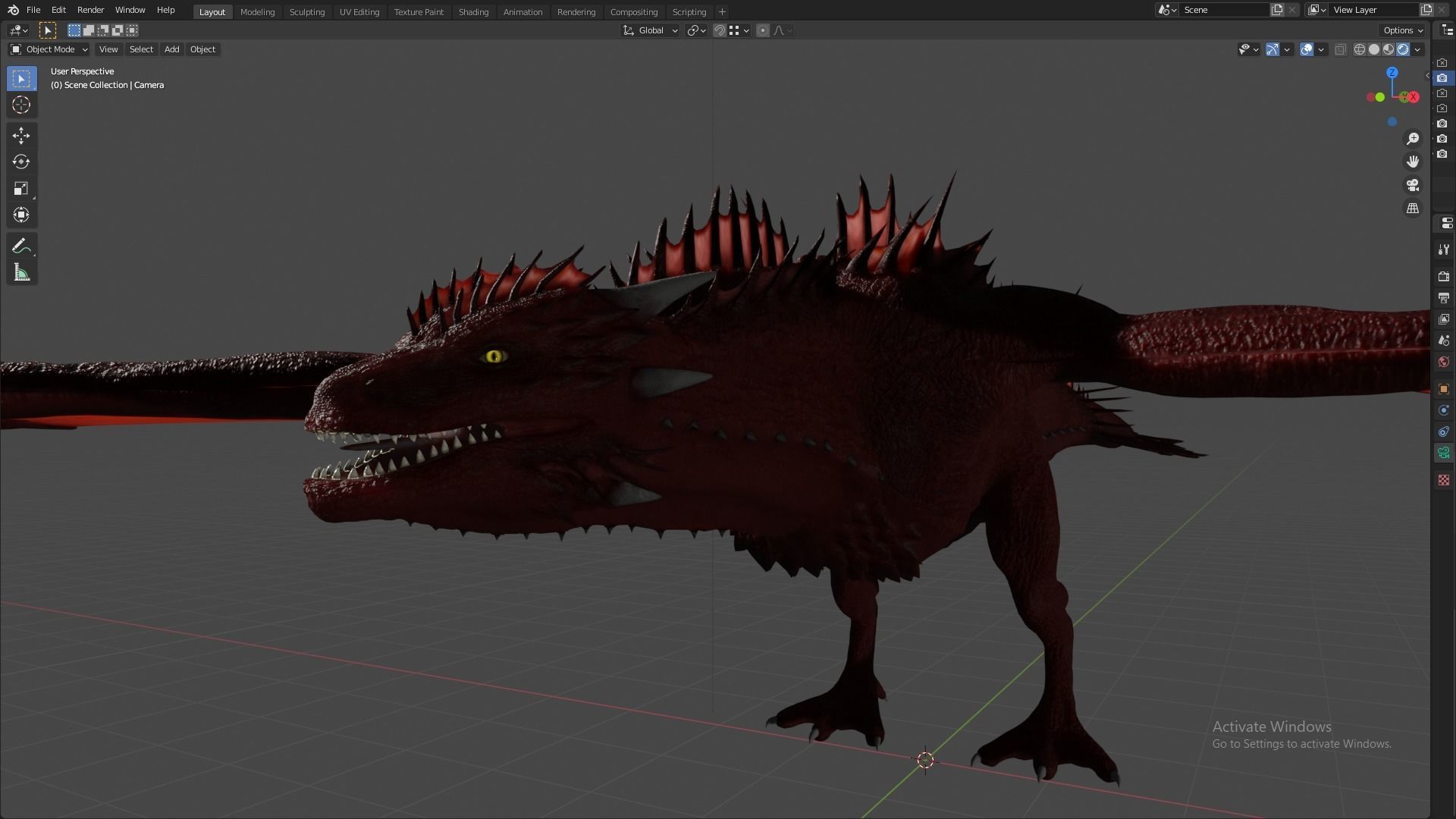 Fire Breathing Wyvern Dragon 3D model_90