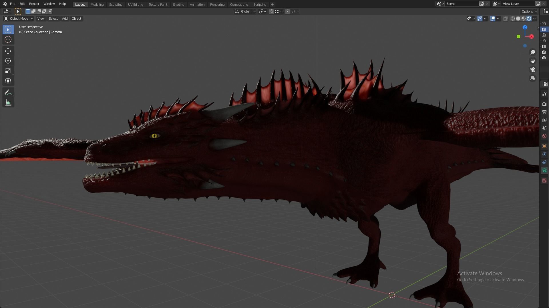 Fire Breathing Wyvern Dragon 3D model_91