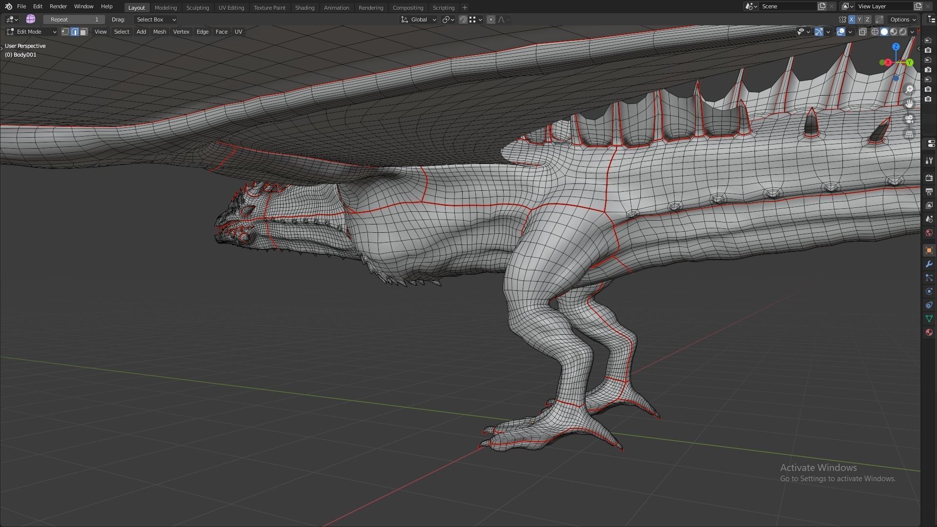 Fire Breathing Wyvern Dragon 3D model_40