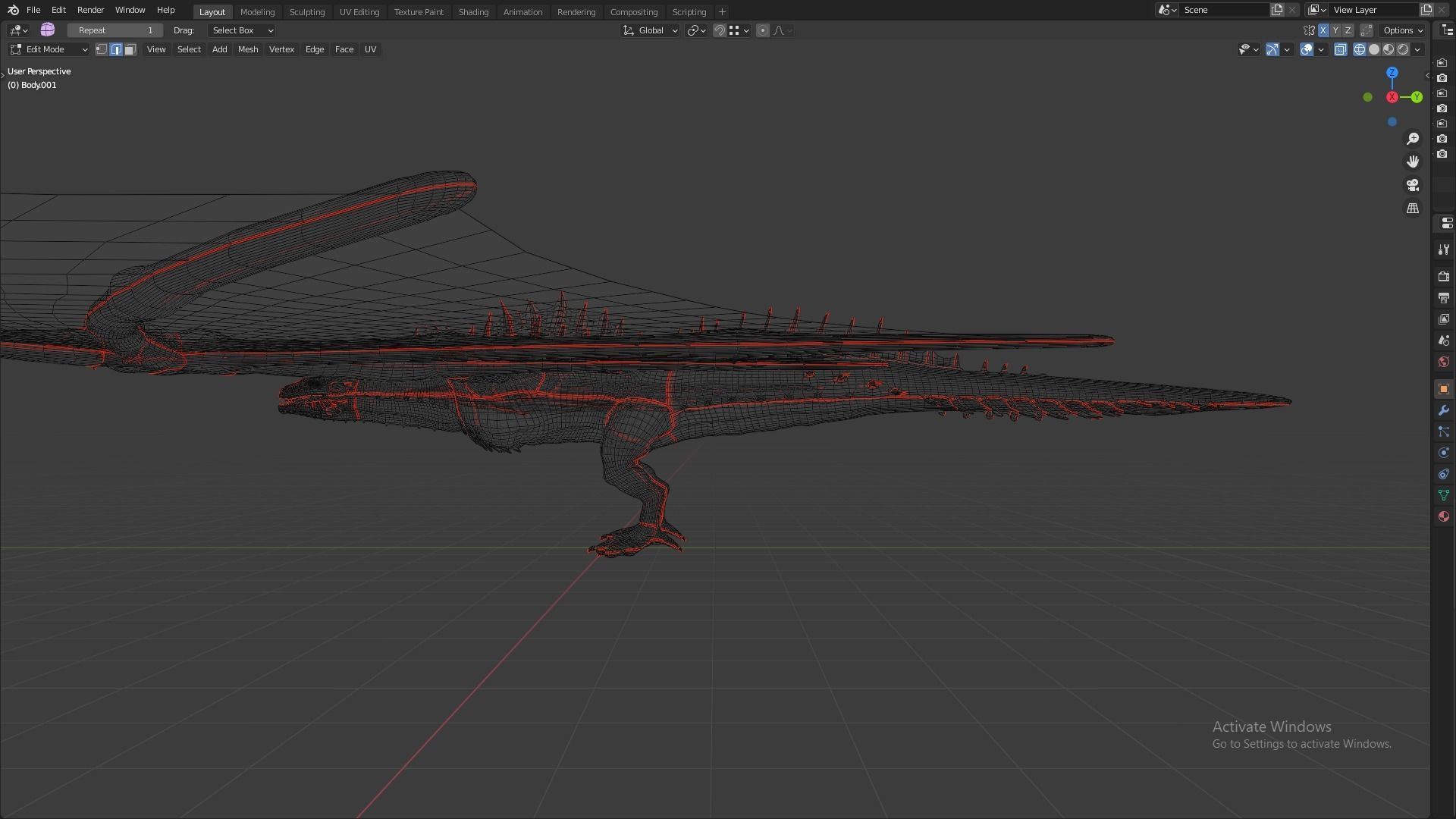 Fire Breathing Wyvern Dragon 3D model_120