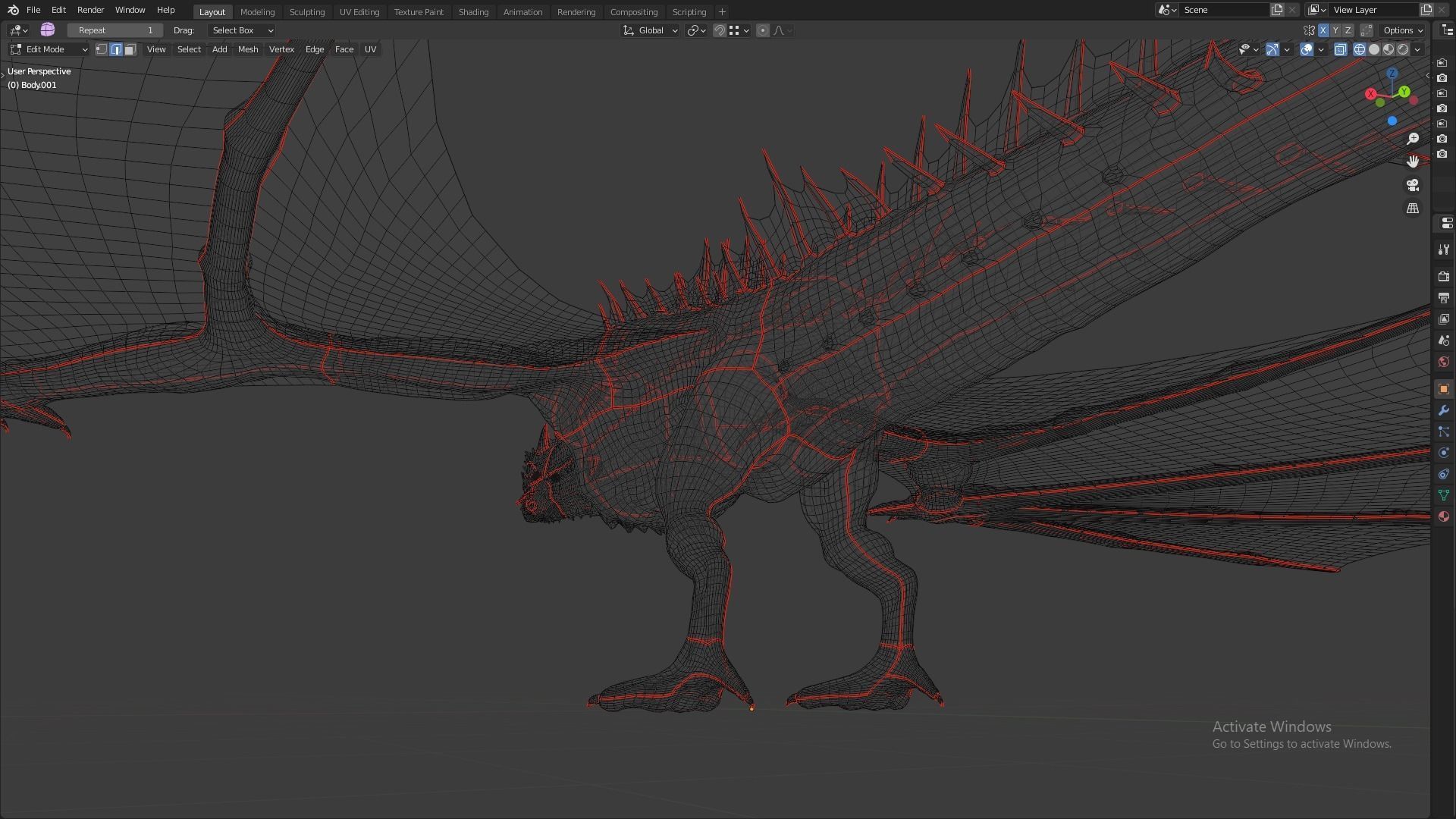 Fire Breathing Wyvern Dragon 3D model_122