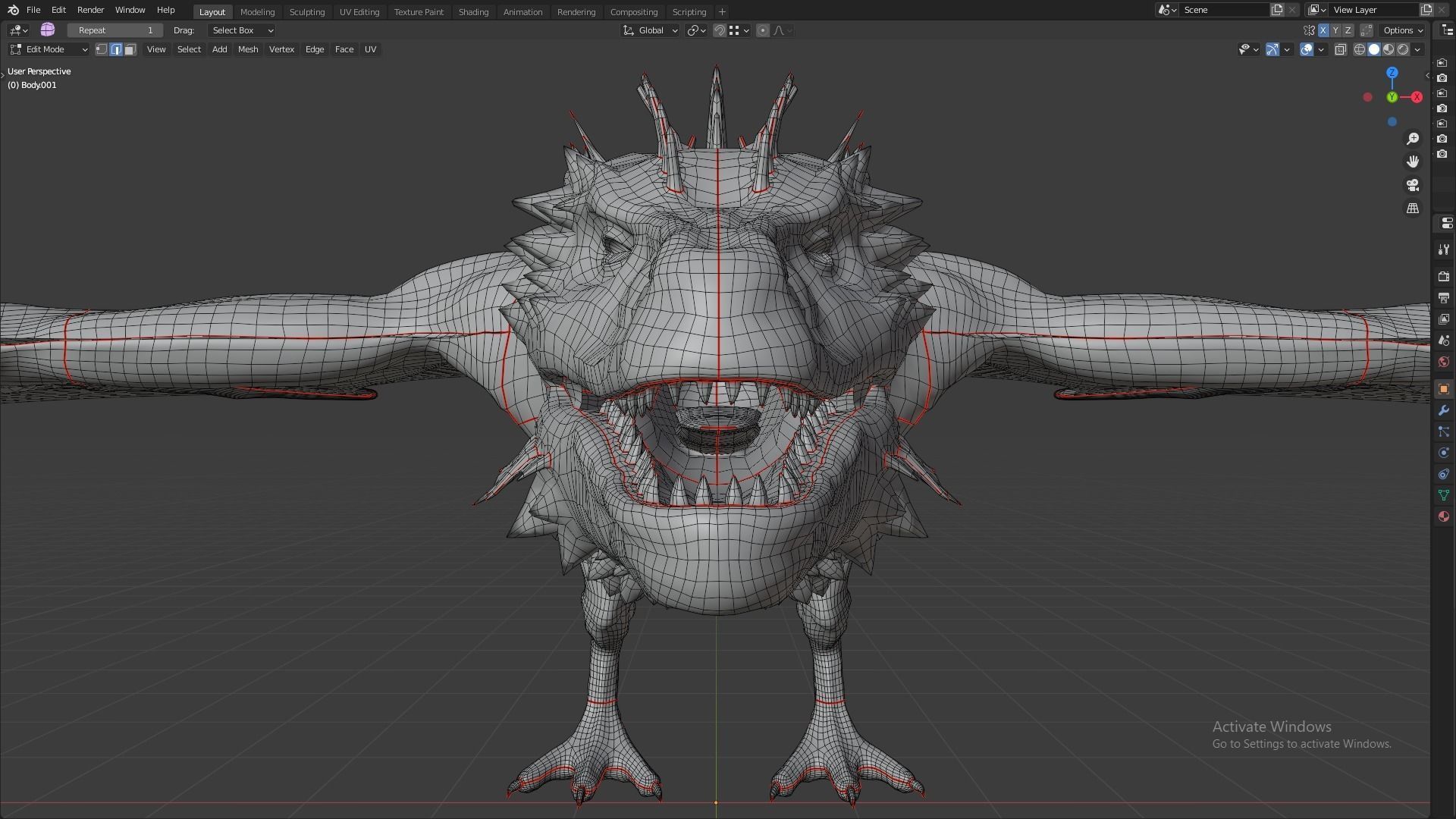 Fire Breathing Wyvern Dragon 3D model_47