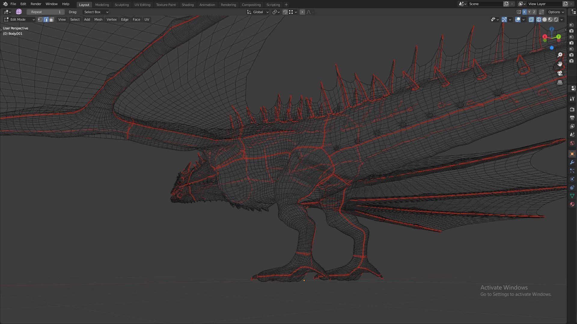 Fire Breathing Wyvern Dragon 3D model_140