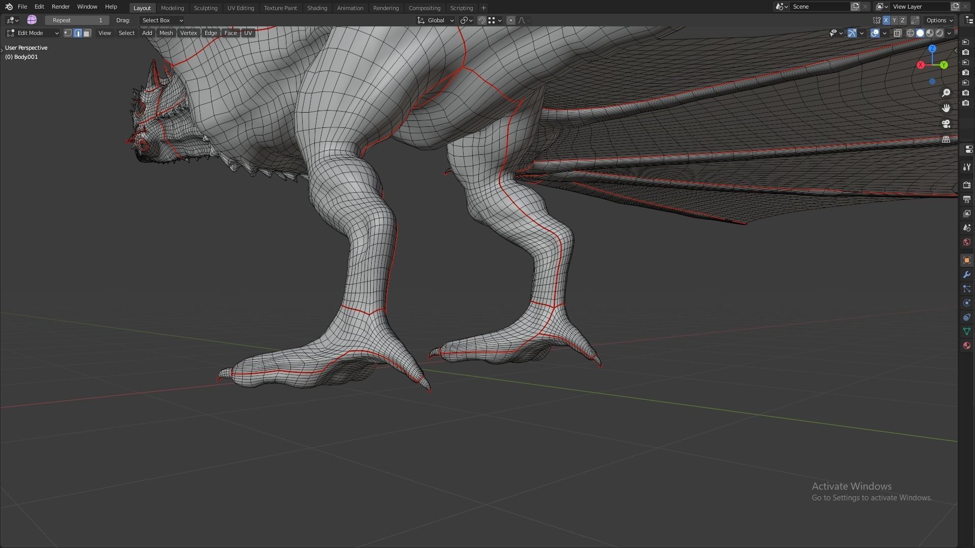 Fire Breathing Wyvern Dragon 3D model_59
