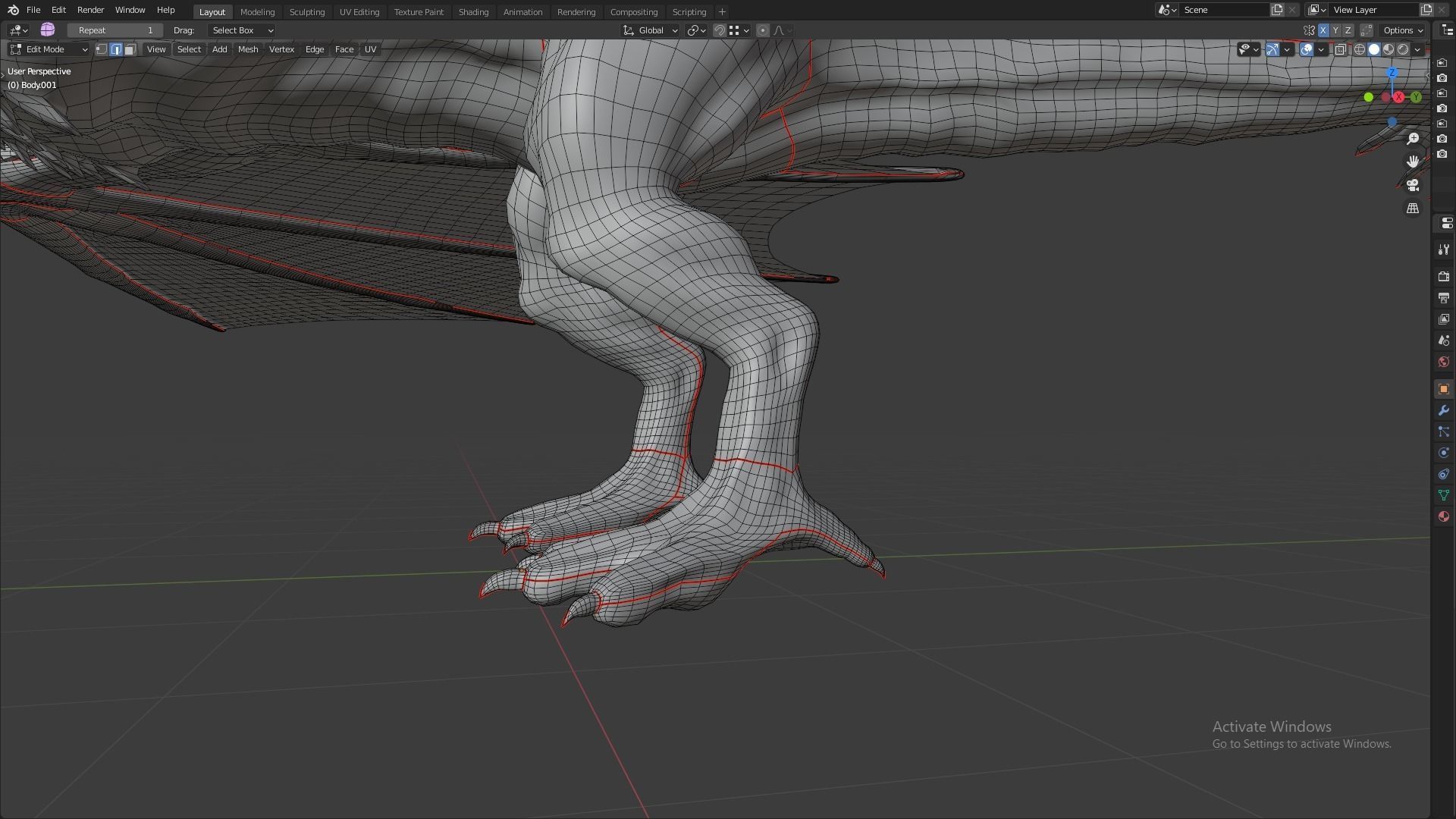 Fire Breathing Wyvern Dragon 3D model_55