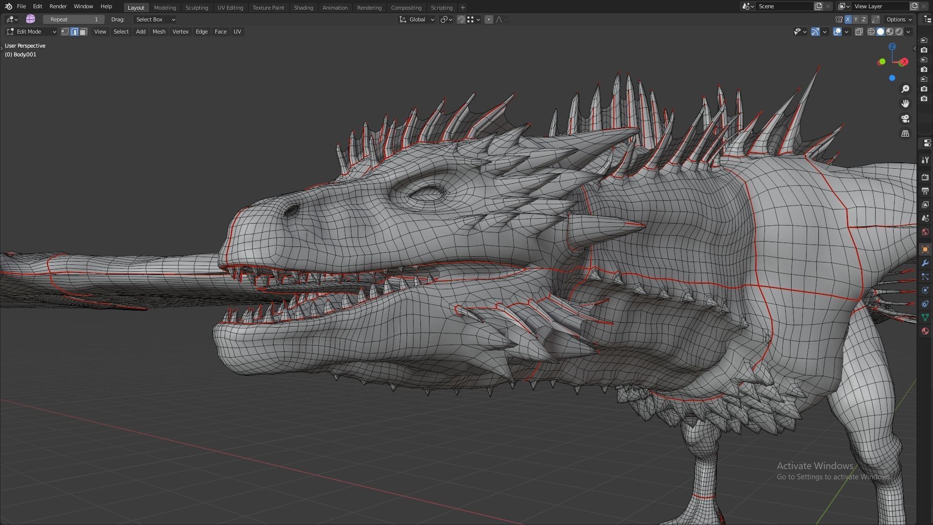 Fire Breathing Wyvern Dragon 3D model_50