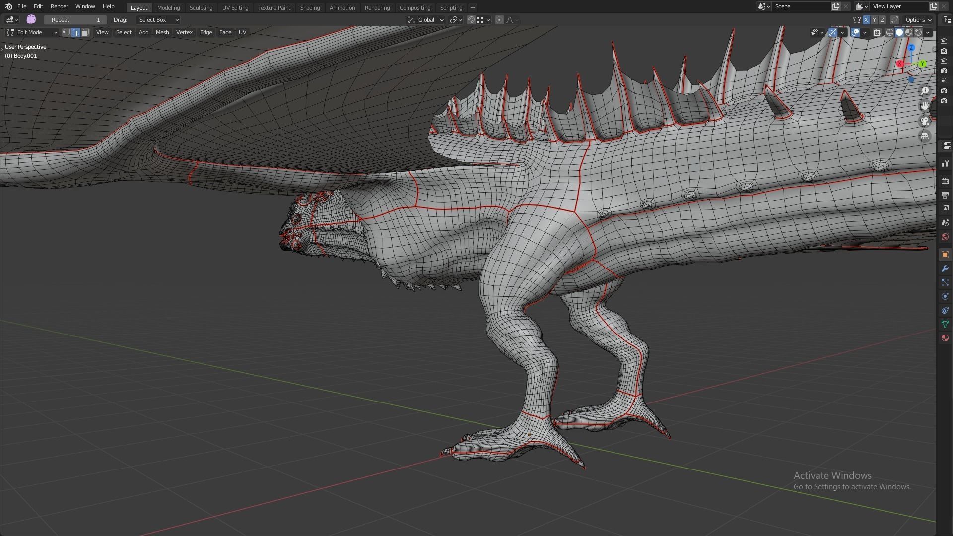 Fire Breathing Wyvern Dragon 3D model_45