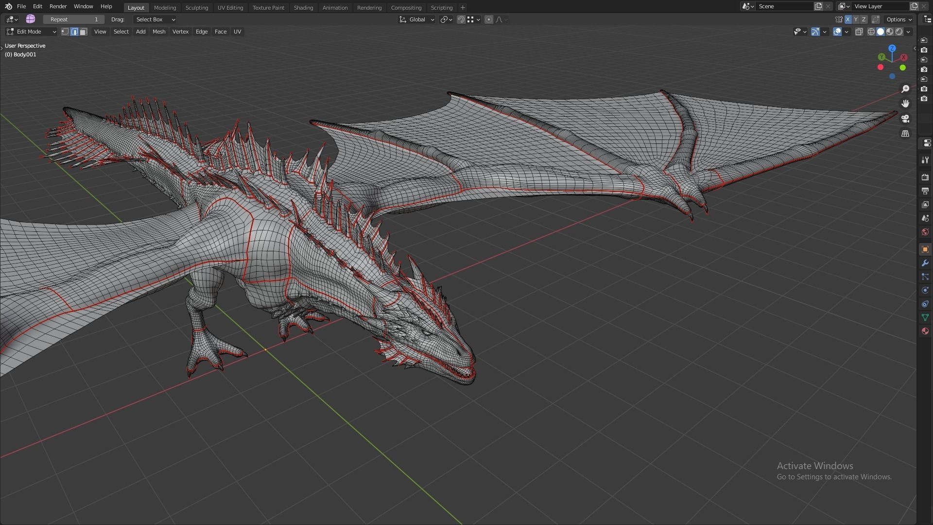 Fire Breathing Wyvern Dragon 3D model_54