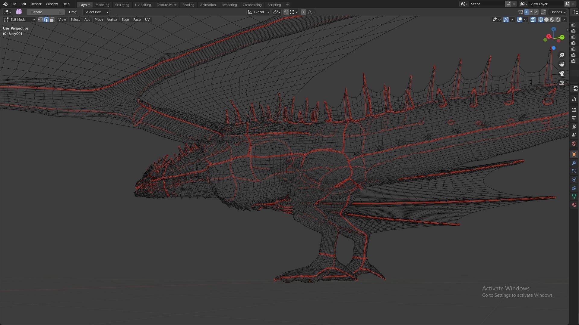 Fire Breathing Wyvern Dragon 3D model_137