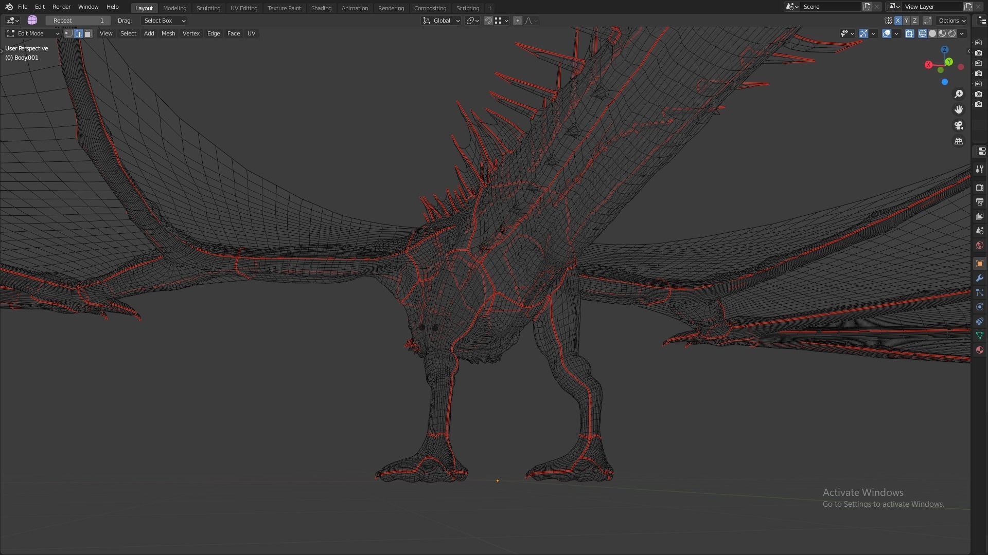 Fire Breathing Wyvern Dragon 3D model_121
