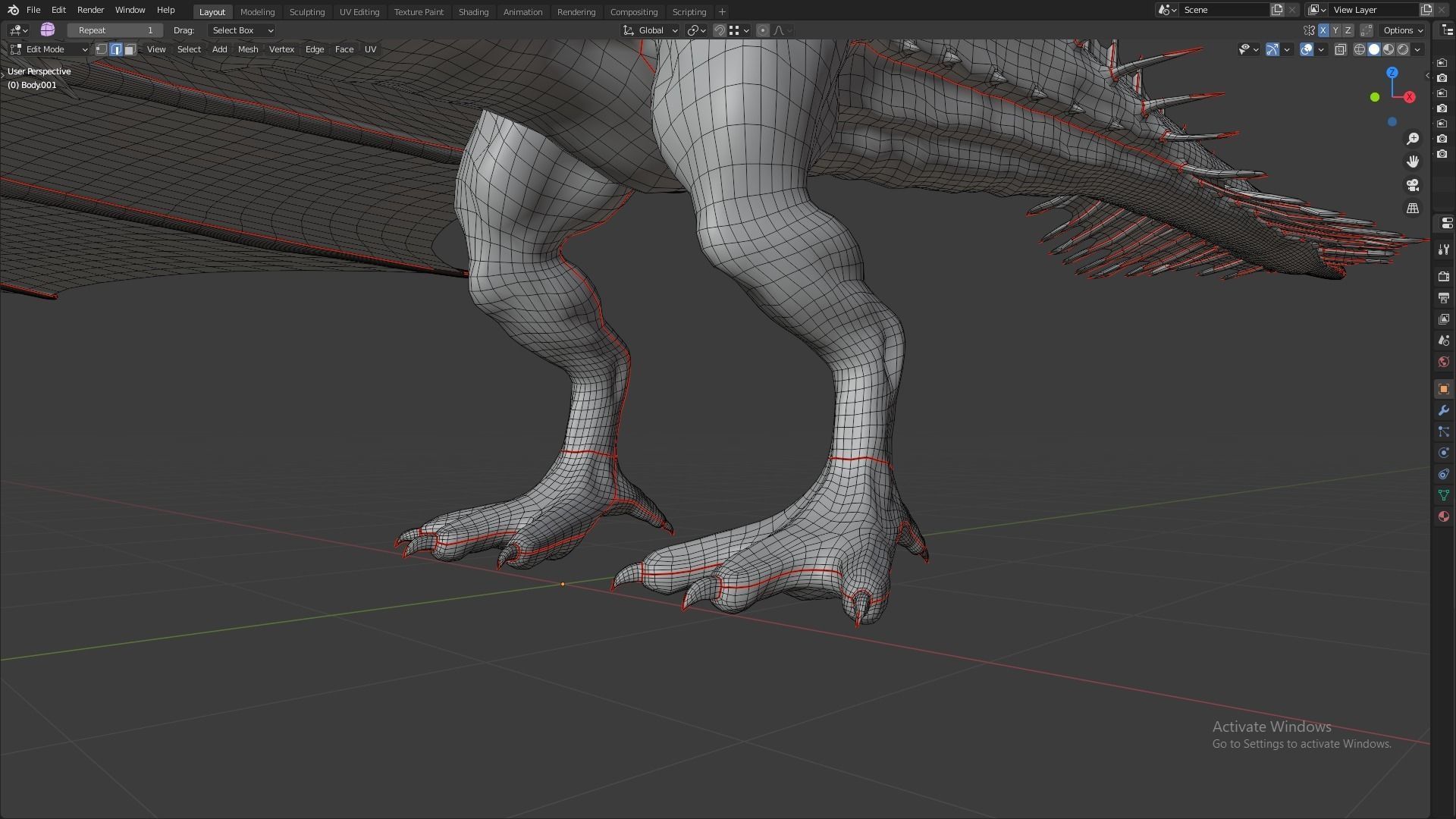 Fire Breathing Wyvern Dragon 3D model_60